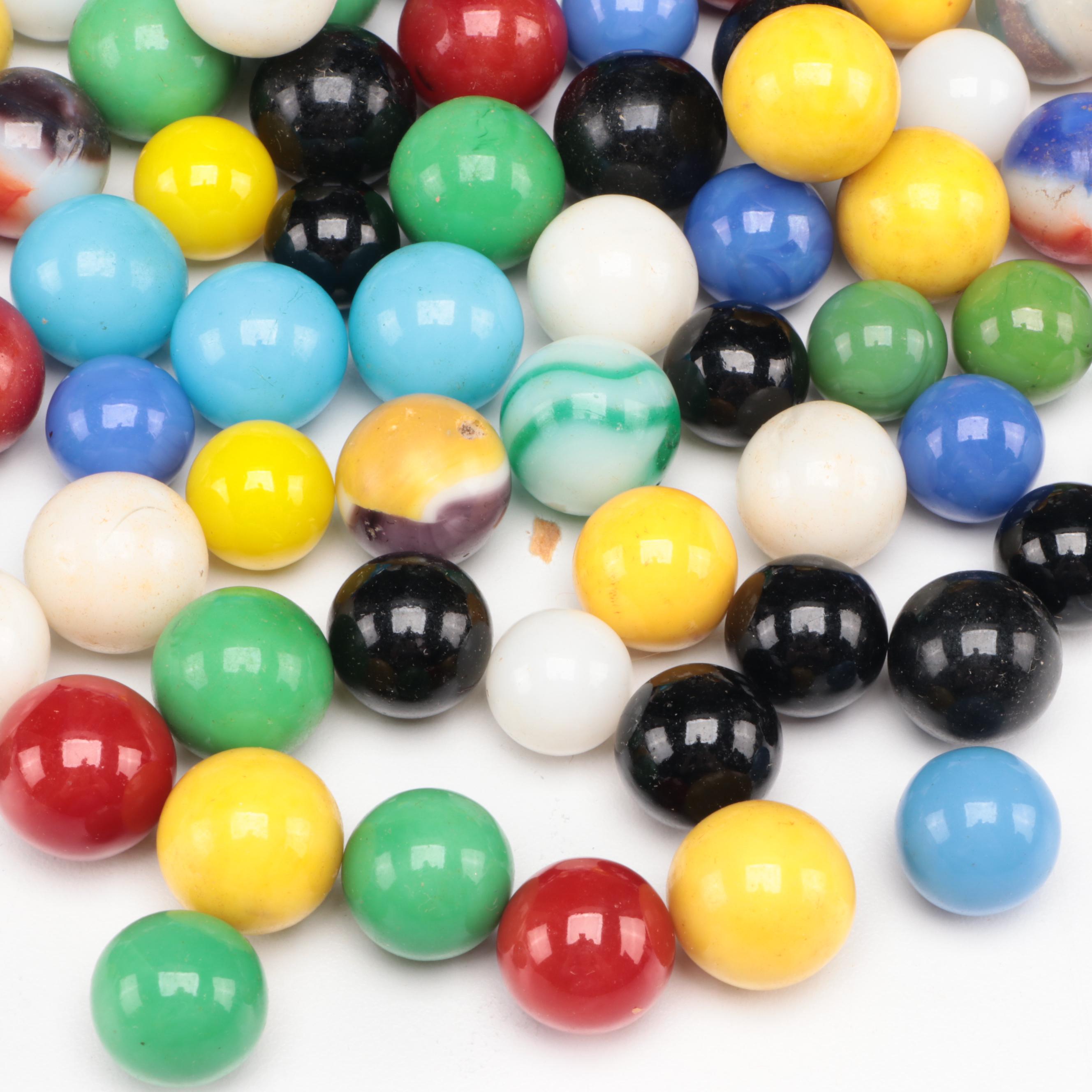 Cadmium and Uranium Glass Marbles With Swirlies and More