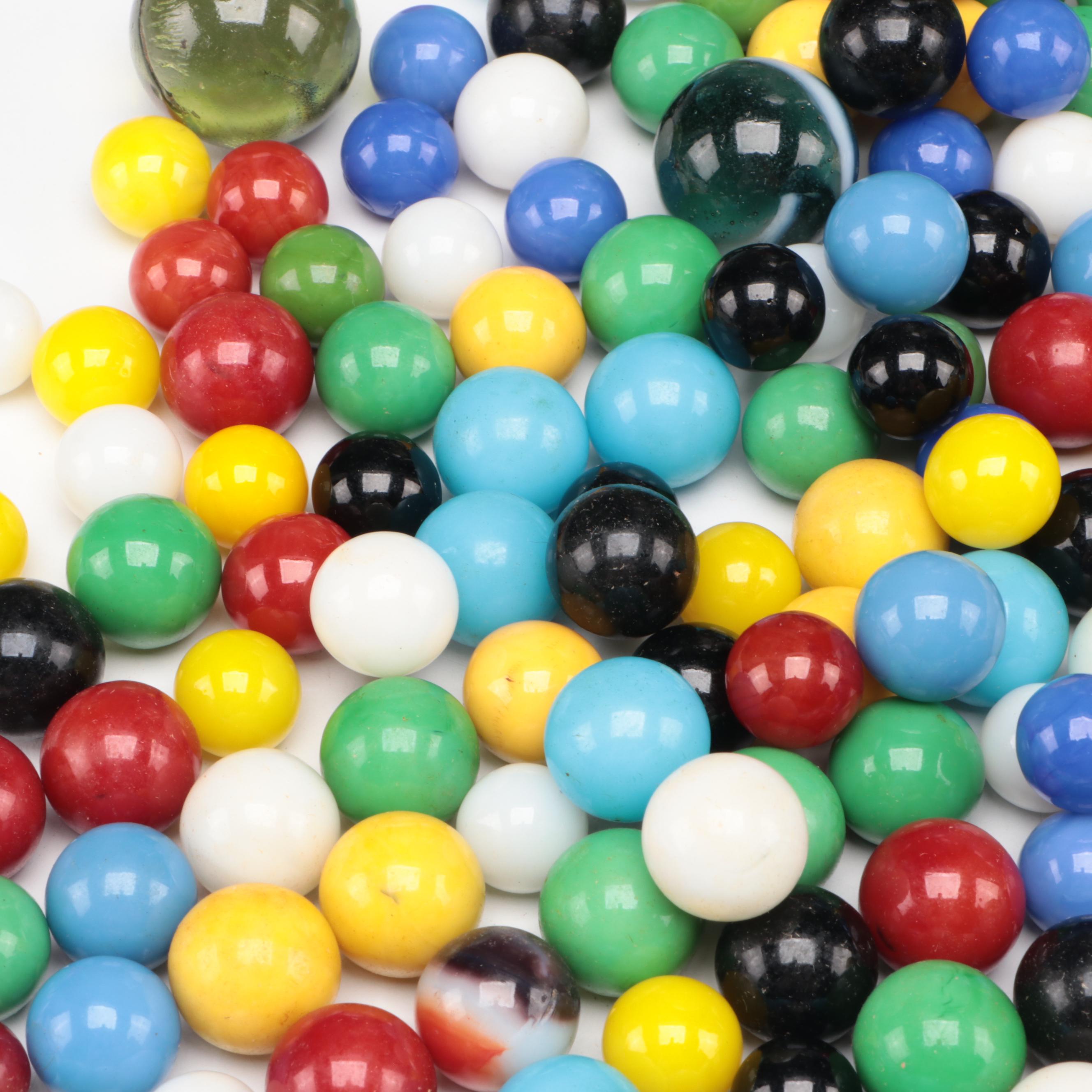 Cadmium and Uranium Glass Marbles With Swirlies and More