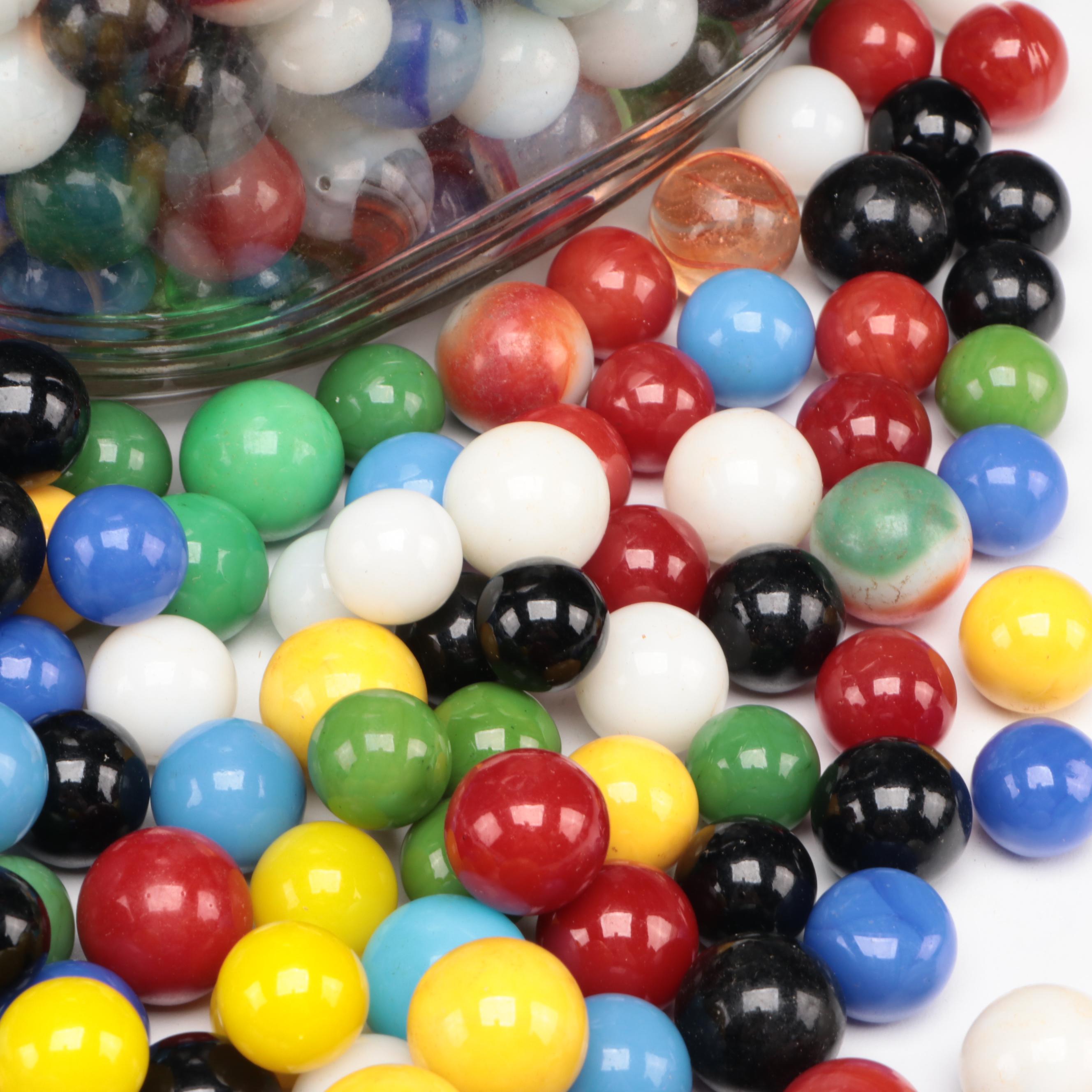 Cadmium and Uranium Glass Marbles With Swirlies and More