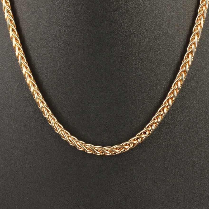 18K Gold Wheat Chain Necklace
