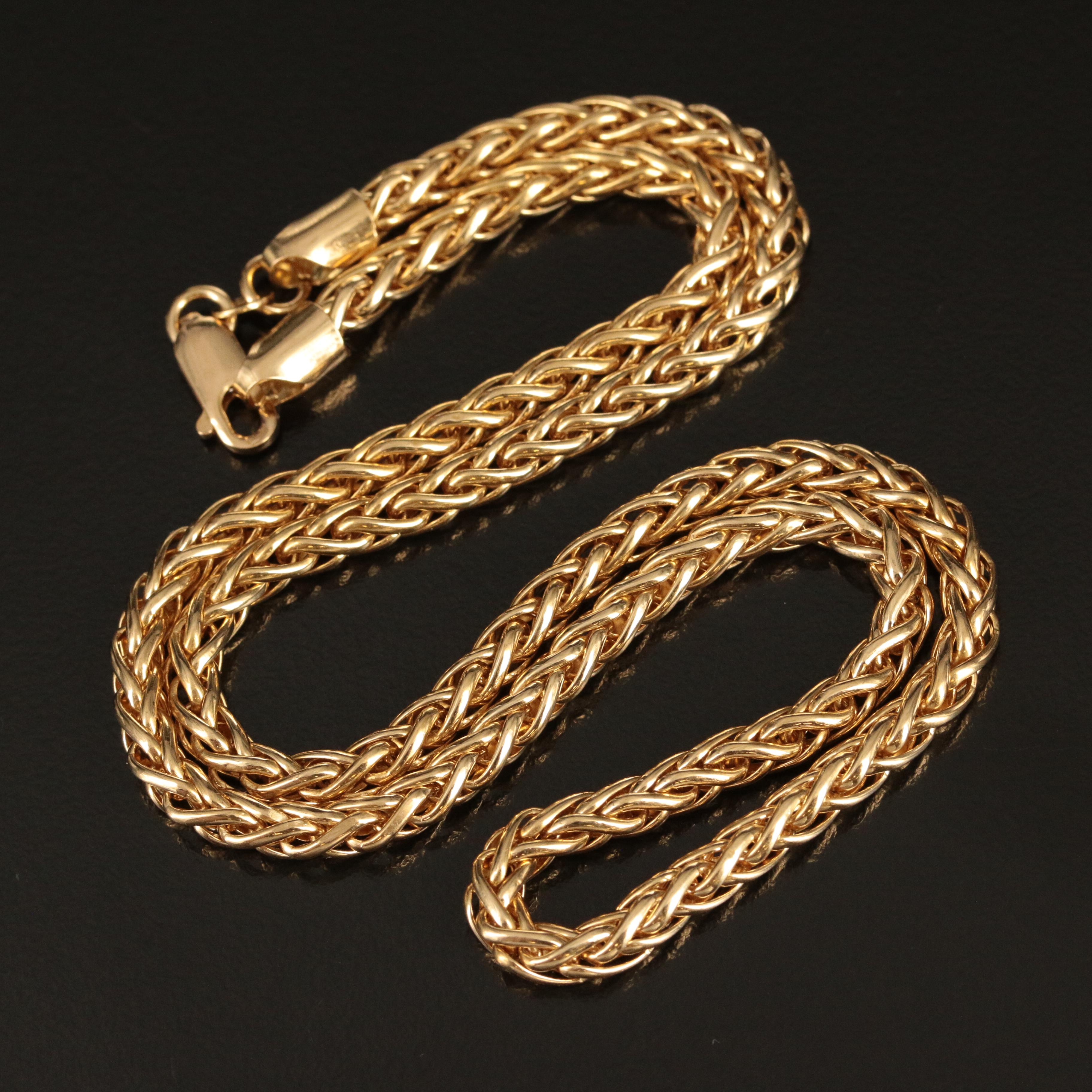 18K Gold Wheat Chain Necklace