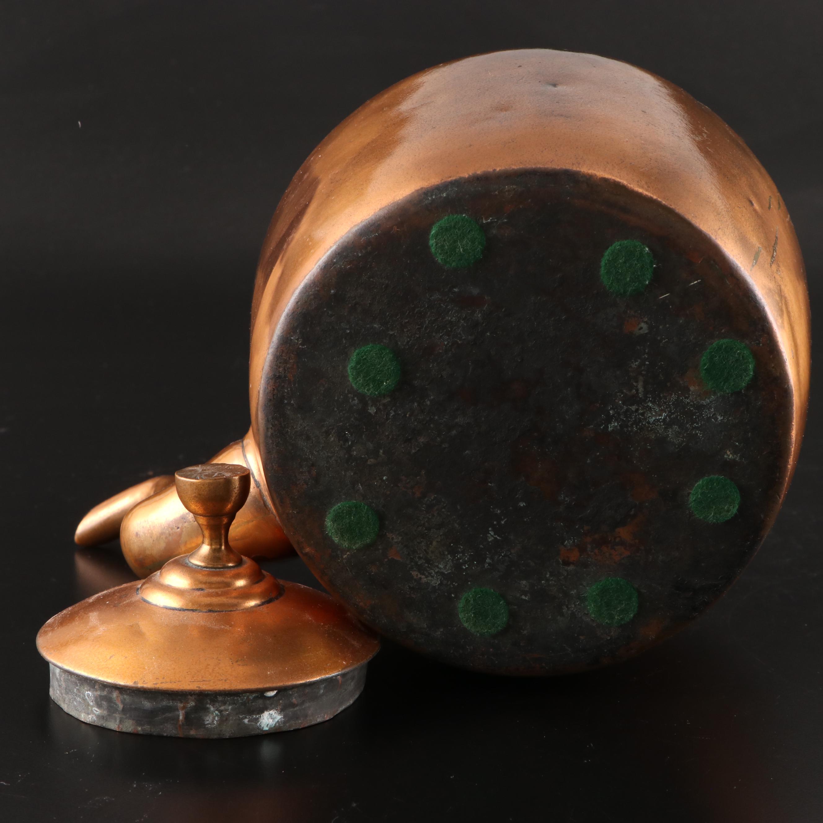 Royal Holland Pewter Pitcher with Cream and Sugar and Other Copper Kettle