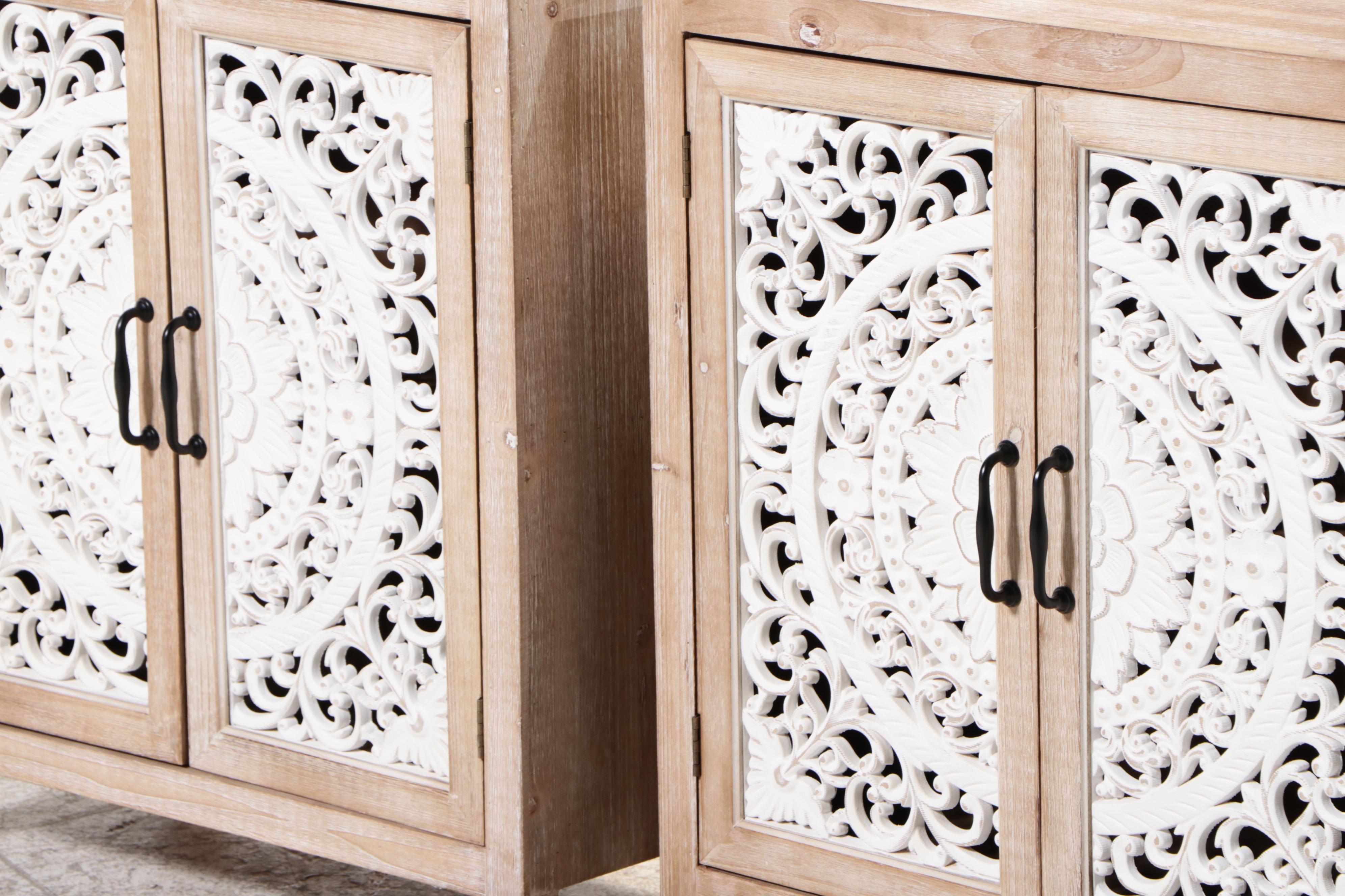 Pair of Hobby Lobby Cerused and White-Painted Side Cabinets