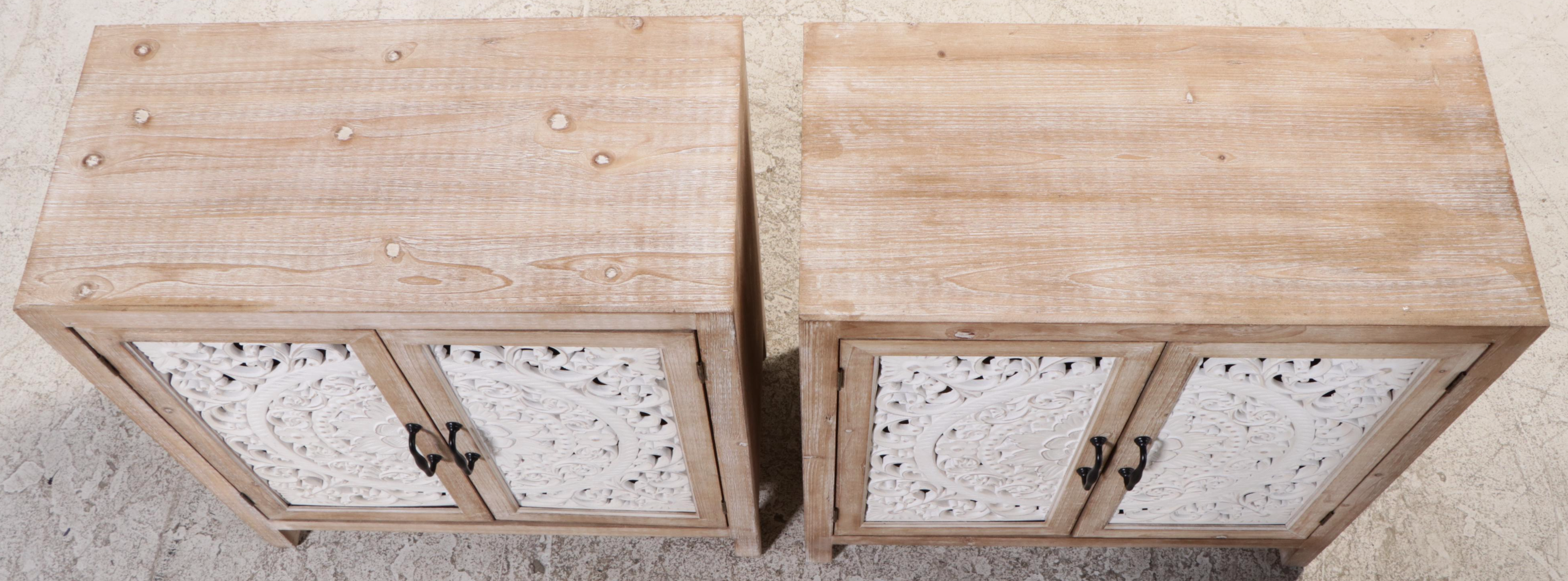 Pair of Hobby Lobby Cerused and White-Painted Side Cabinets