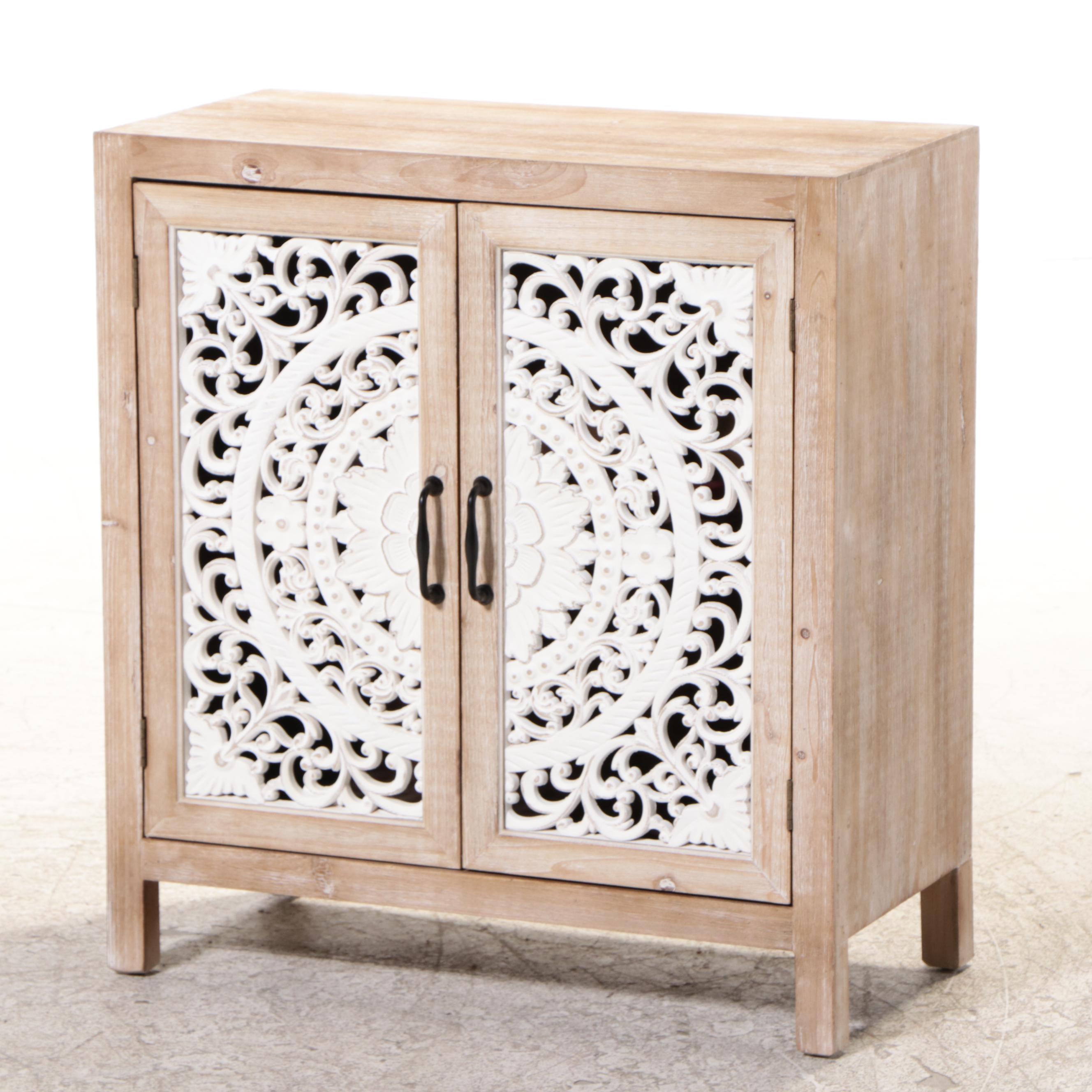 Pair of Hobby Lobby Cerused and White-Painted Side Cabinets