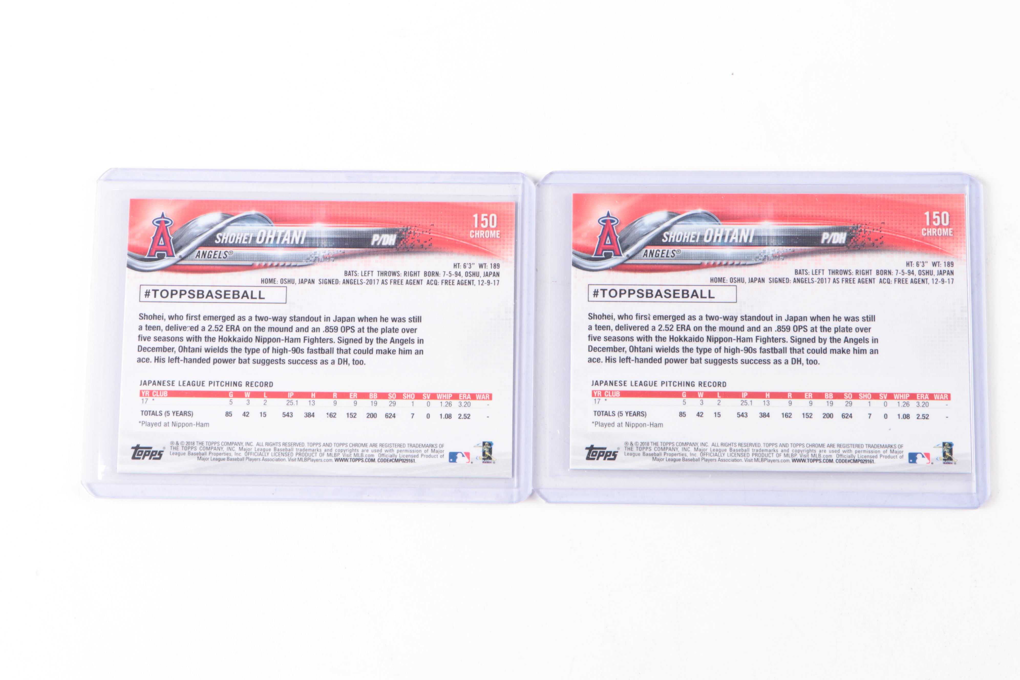 2018 Topps Chrome Shohei Ohtani Rookie Cards #150 and 1983 35th Anniversary