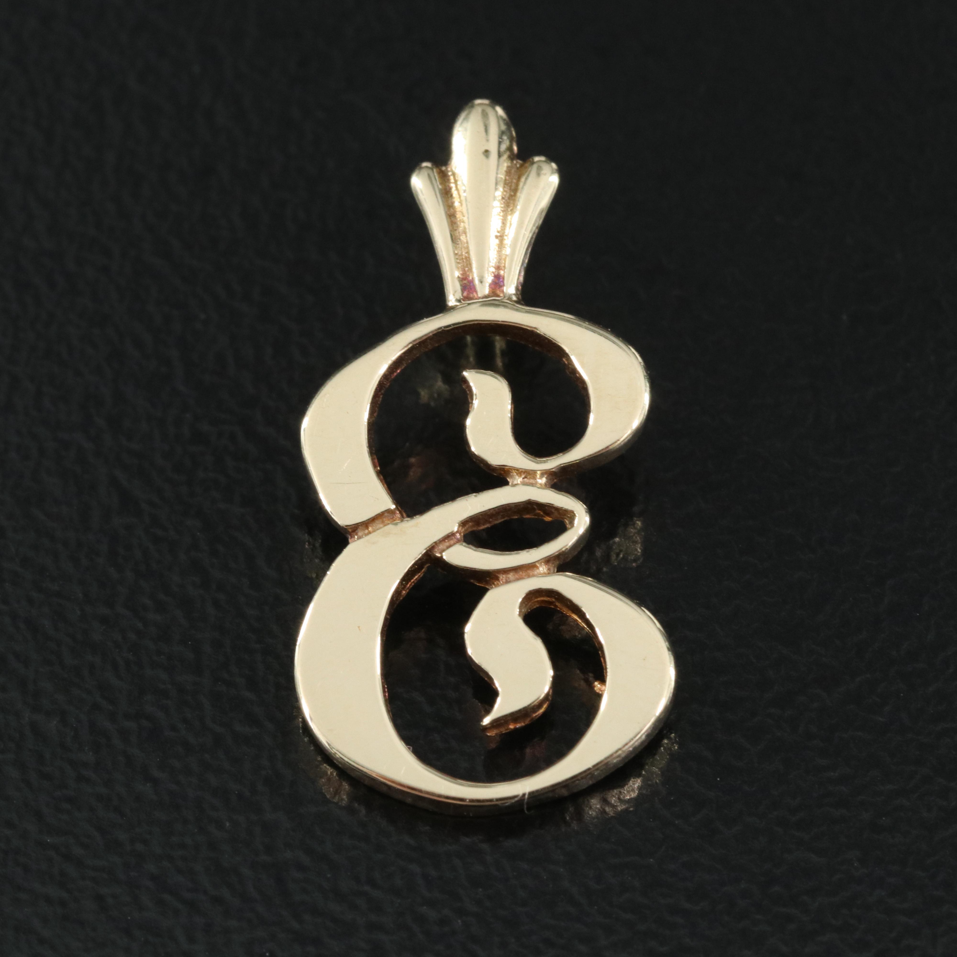 14K Letter 'E' Pendant