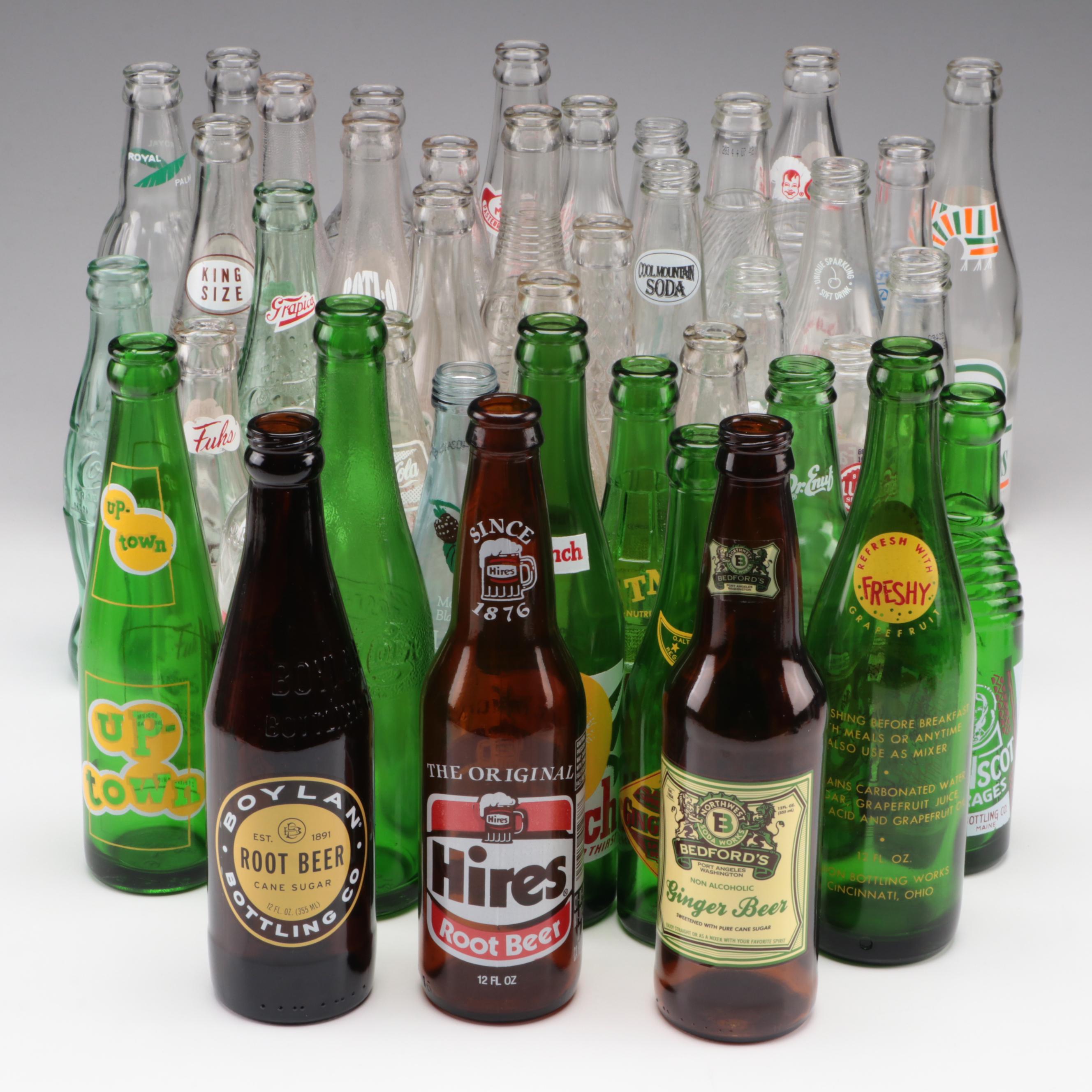 Ma's Old Fashioned, Port Orange, and Other Soda Pop Bottles, Vintage