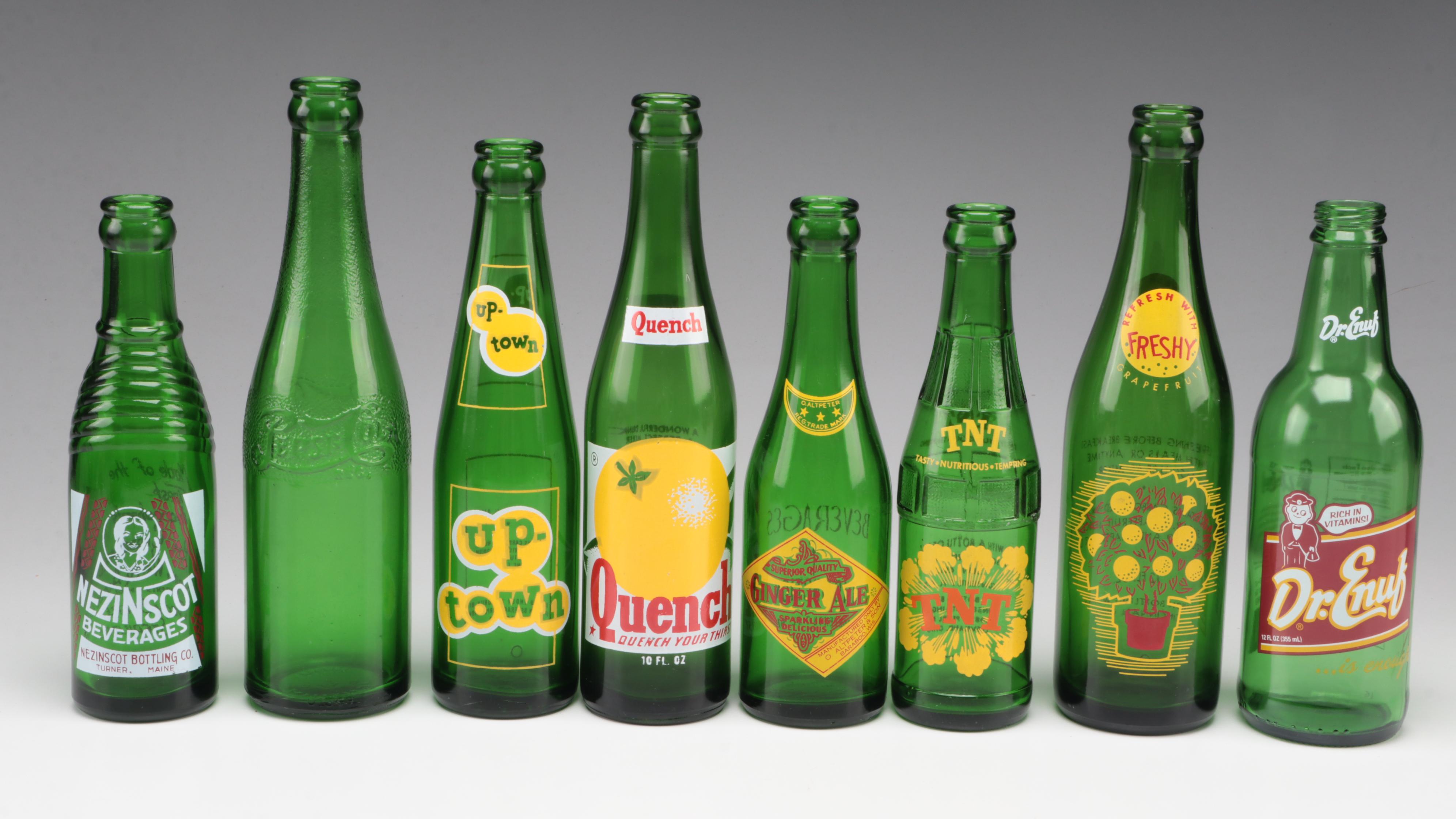 Ma's Old Fashioned, Port Orange, and Other Soda Pop Bottles, Vintage