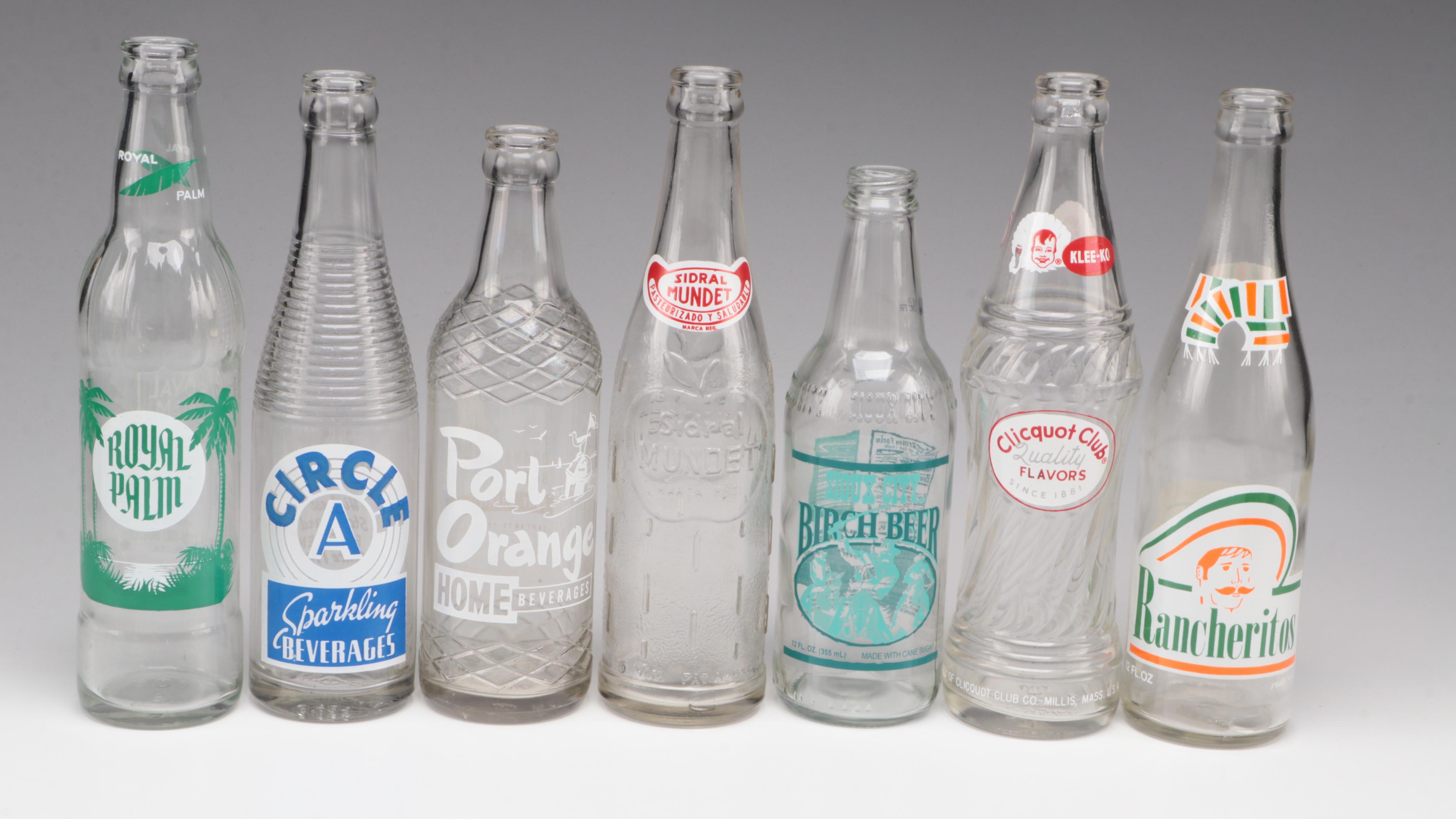 Ma's Old Fashioned, Port Orange, and Other Soda Pop Bottles, Vintage