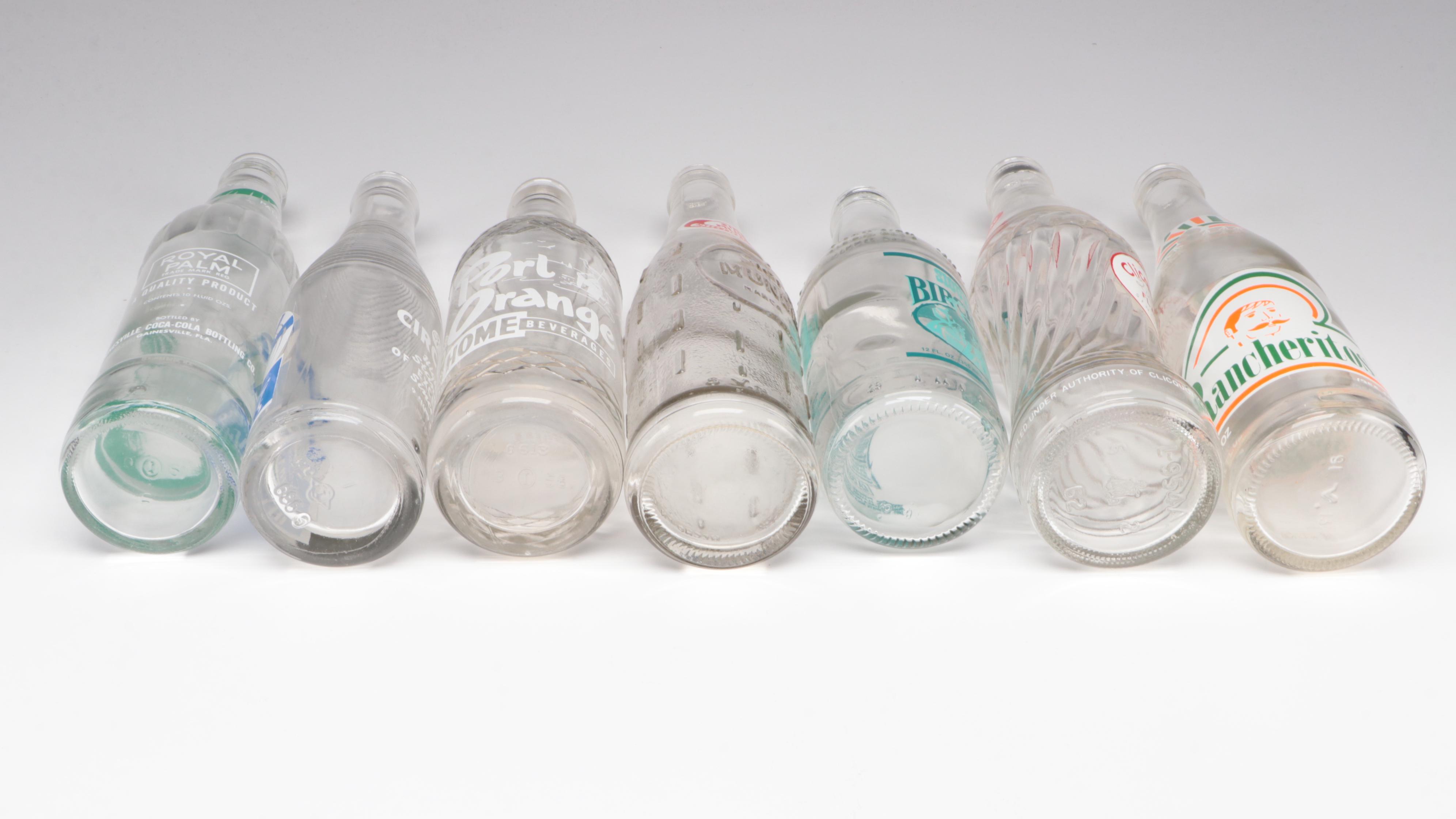 Ma's Old Fashioned, Port Orange, and Other Soda Pop Bottles, Vintage