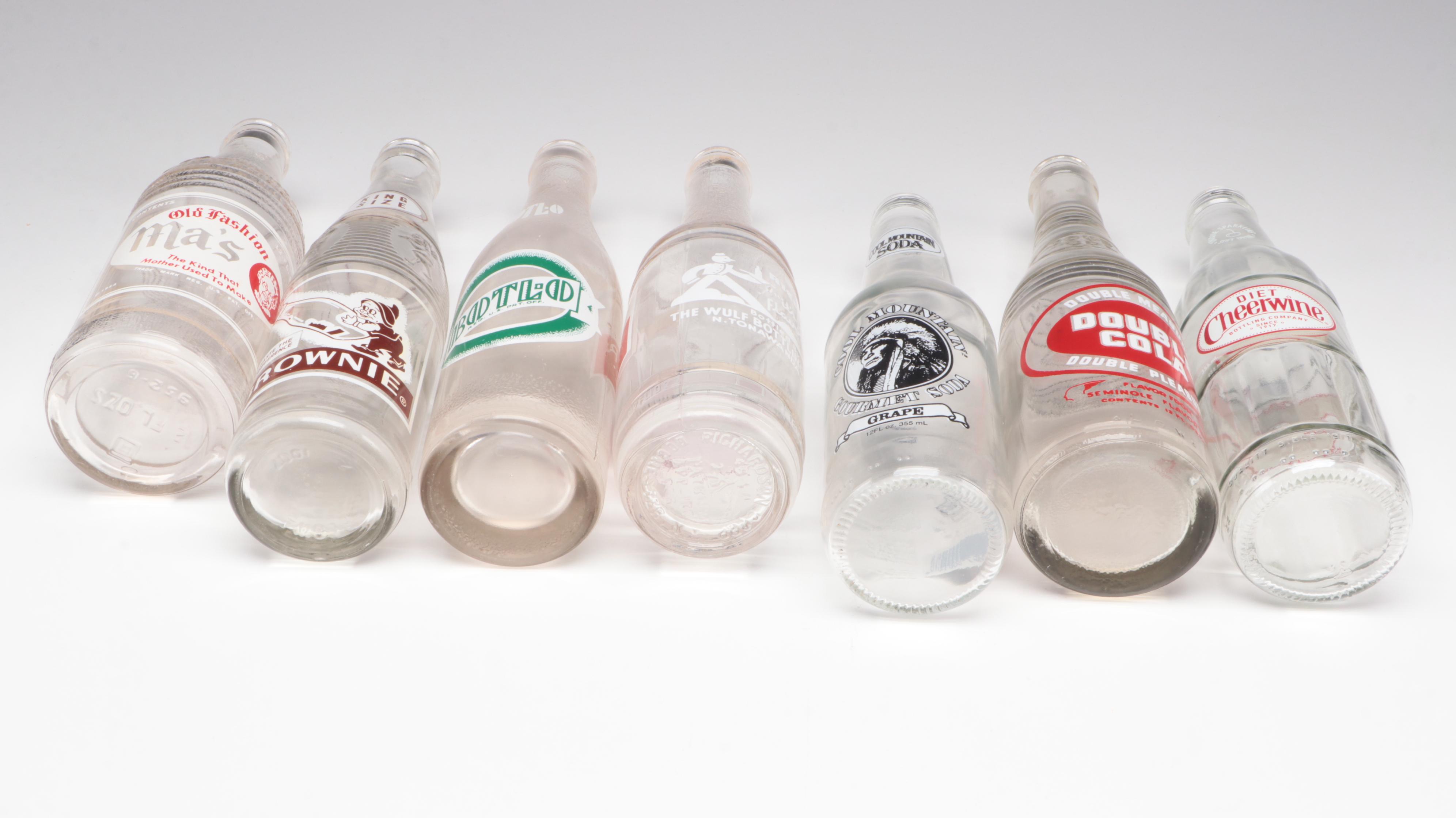 Ma's Old Fashioned, Port Orange, and Other Soda Pop Bottles, Vintage