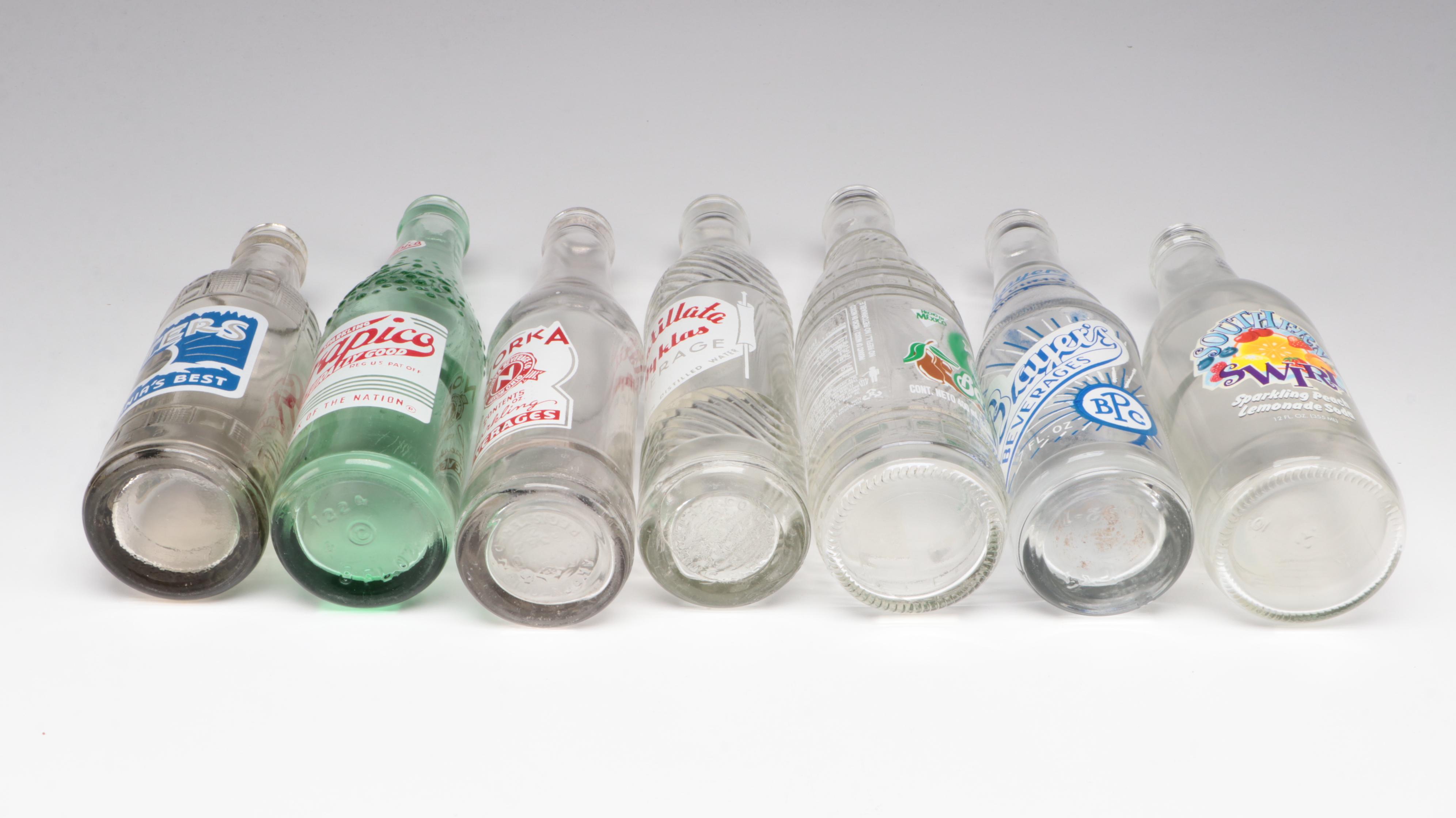 Ma's Old Fashioned, Port Orange, and Other Soda Pop Bottles, Vintage