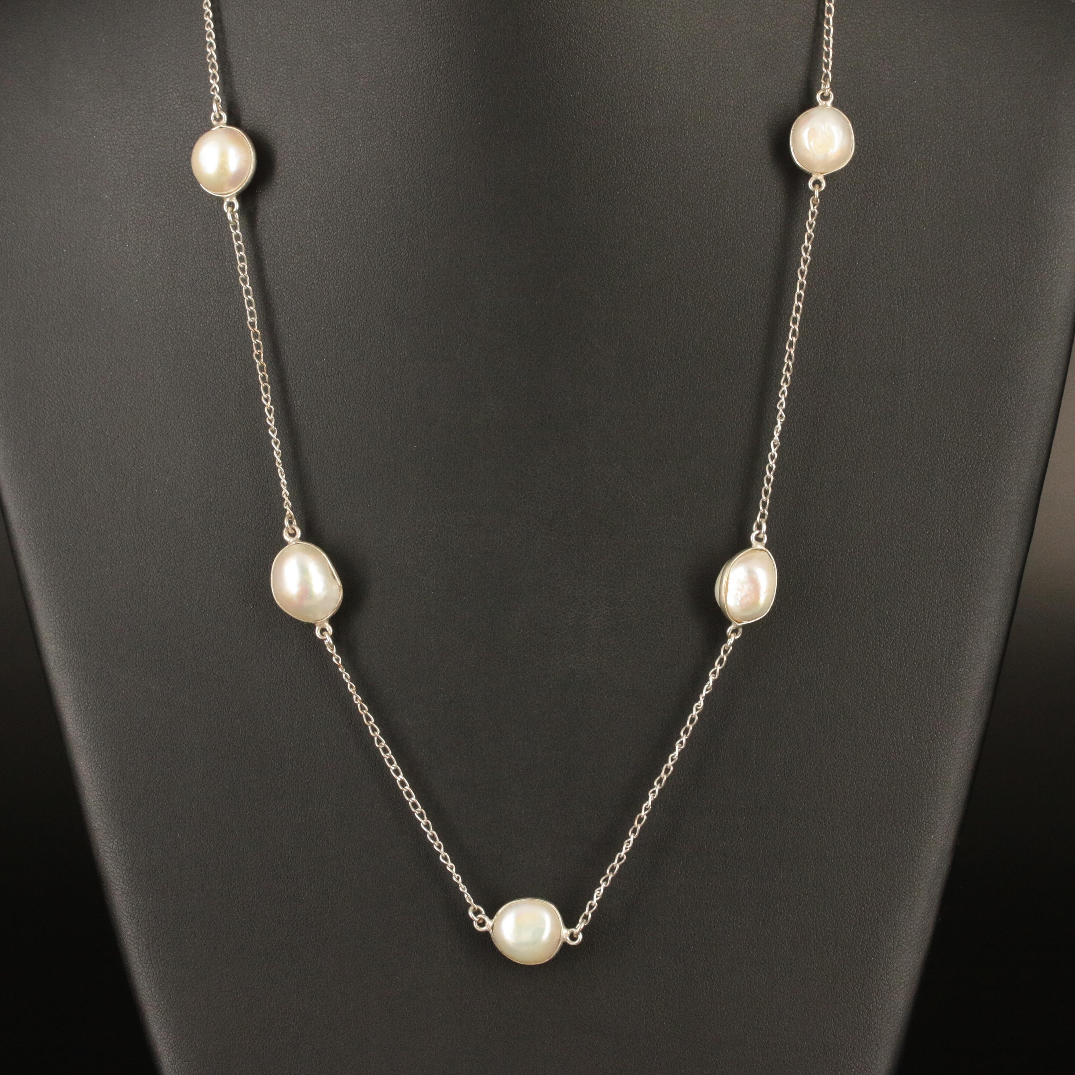 Baroque Pearl Station Necklace