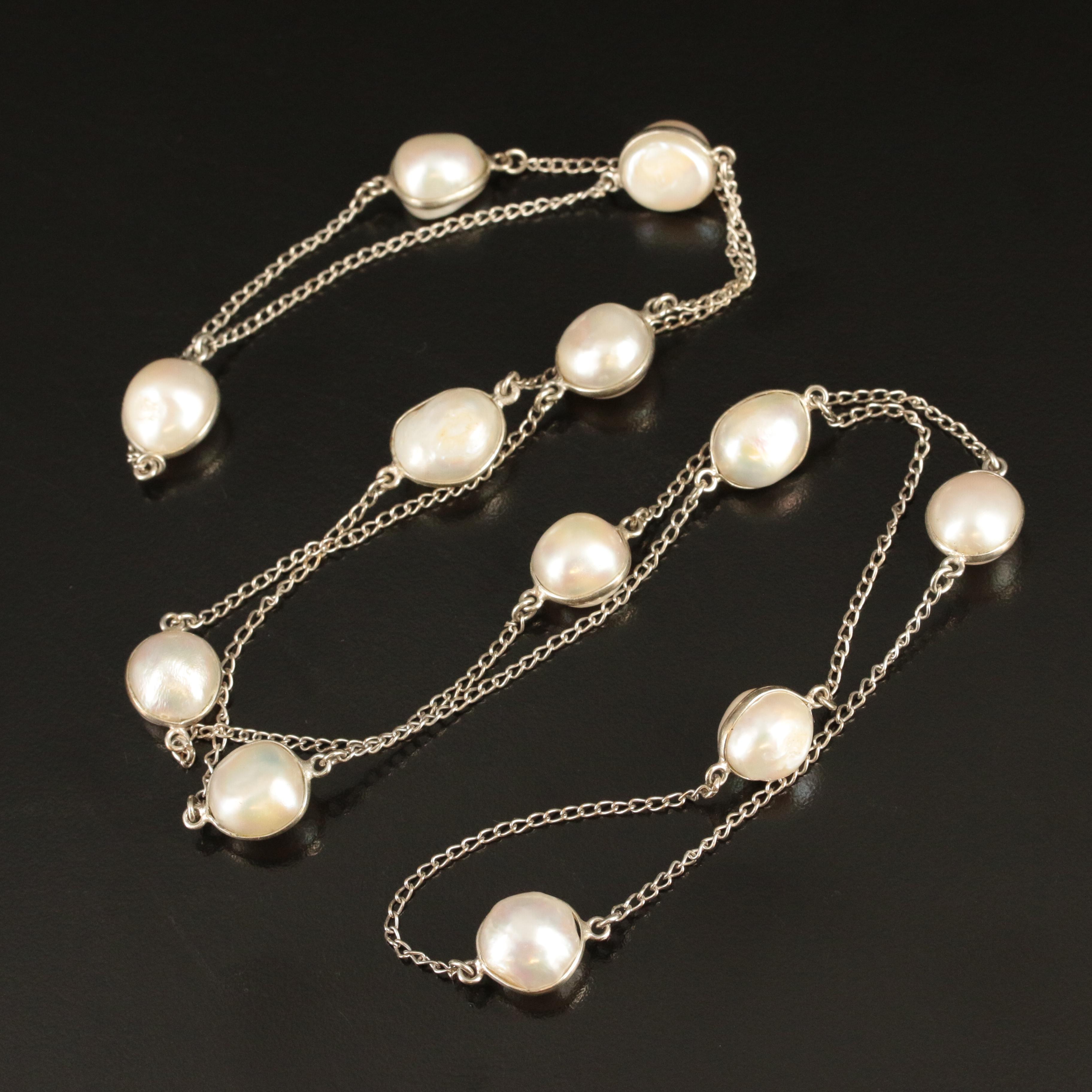 Baroque Pearl Station Necklace