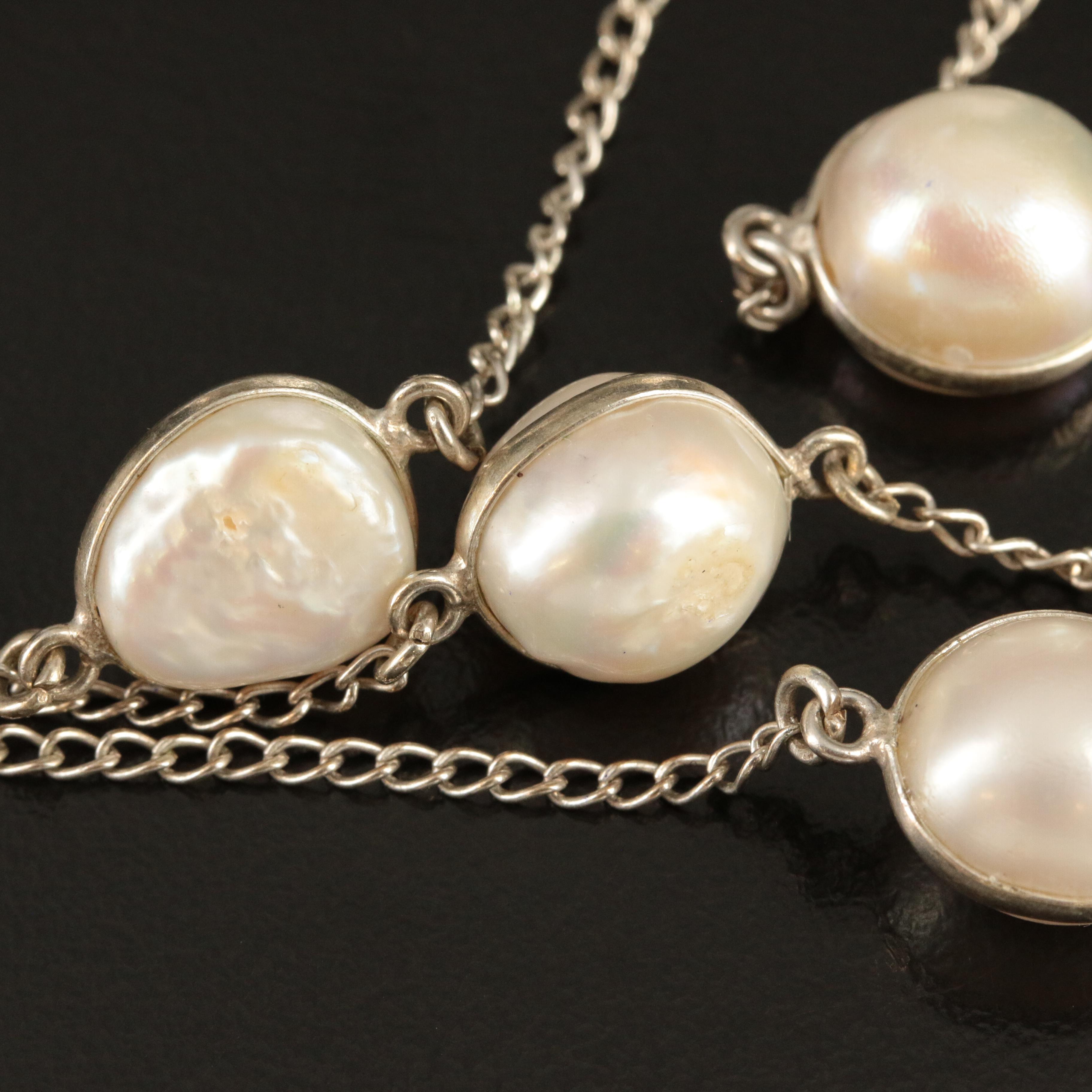 Baroque Pearl Station Necklace