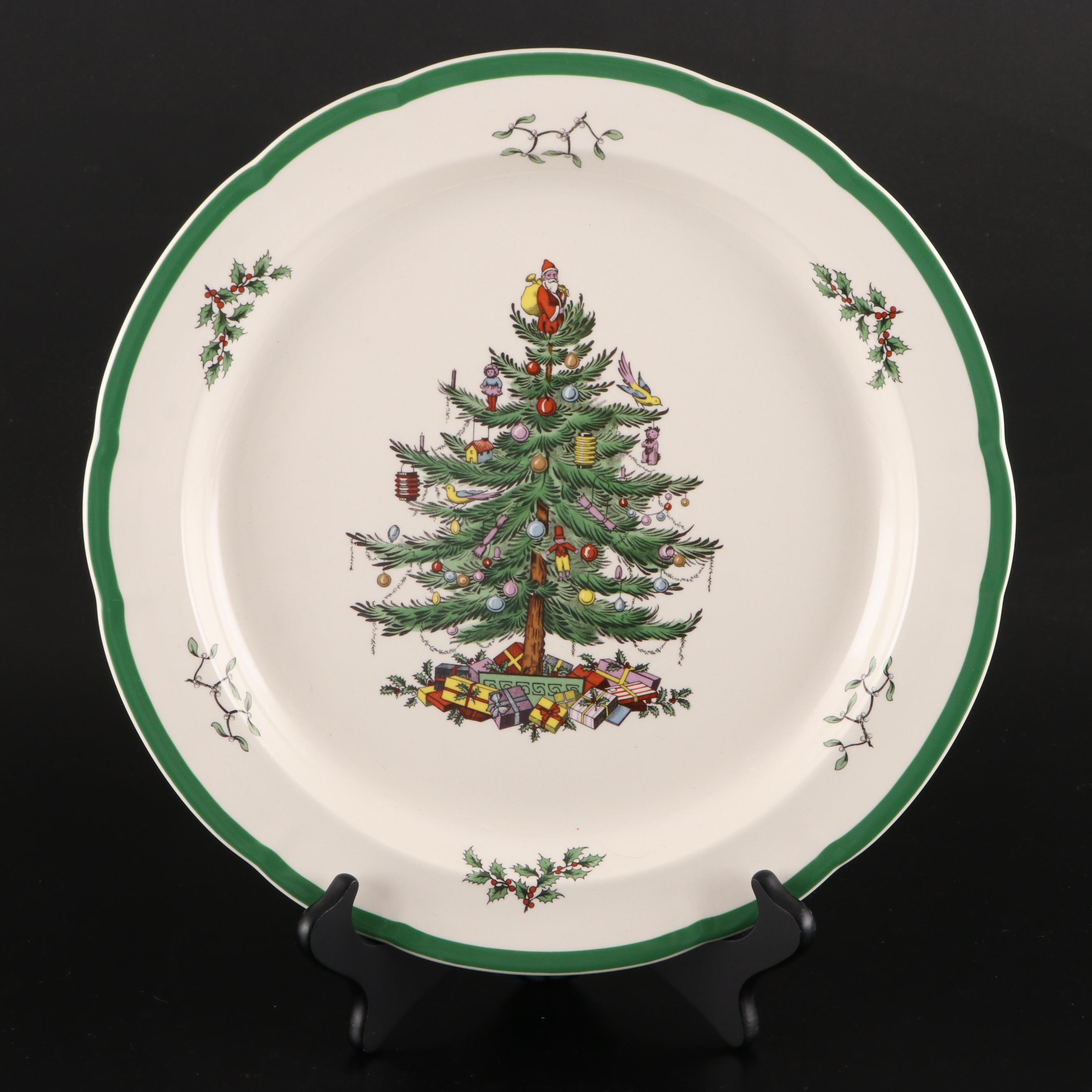 Spode "Christmas Tree" Platter with Nikko "Christmastime" Dinnerware