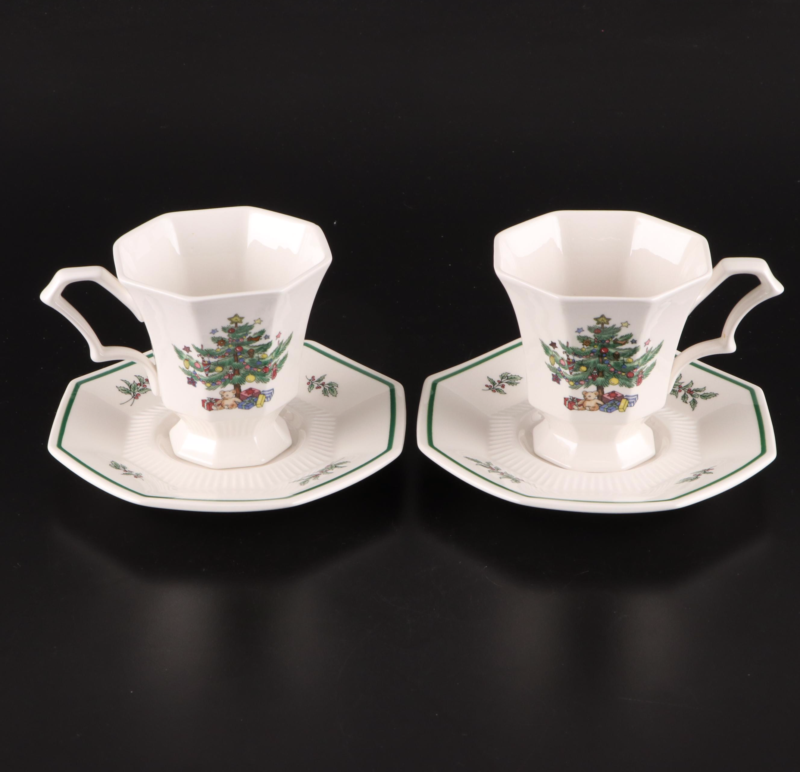 Spode "Christmas Tree" Platter with Nikko "Christmastime" Dinnerware