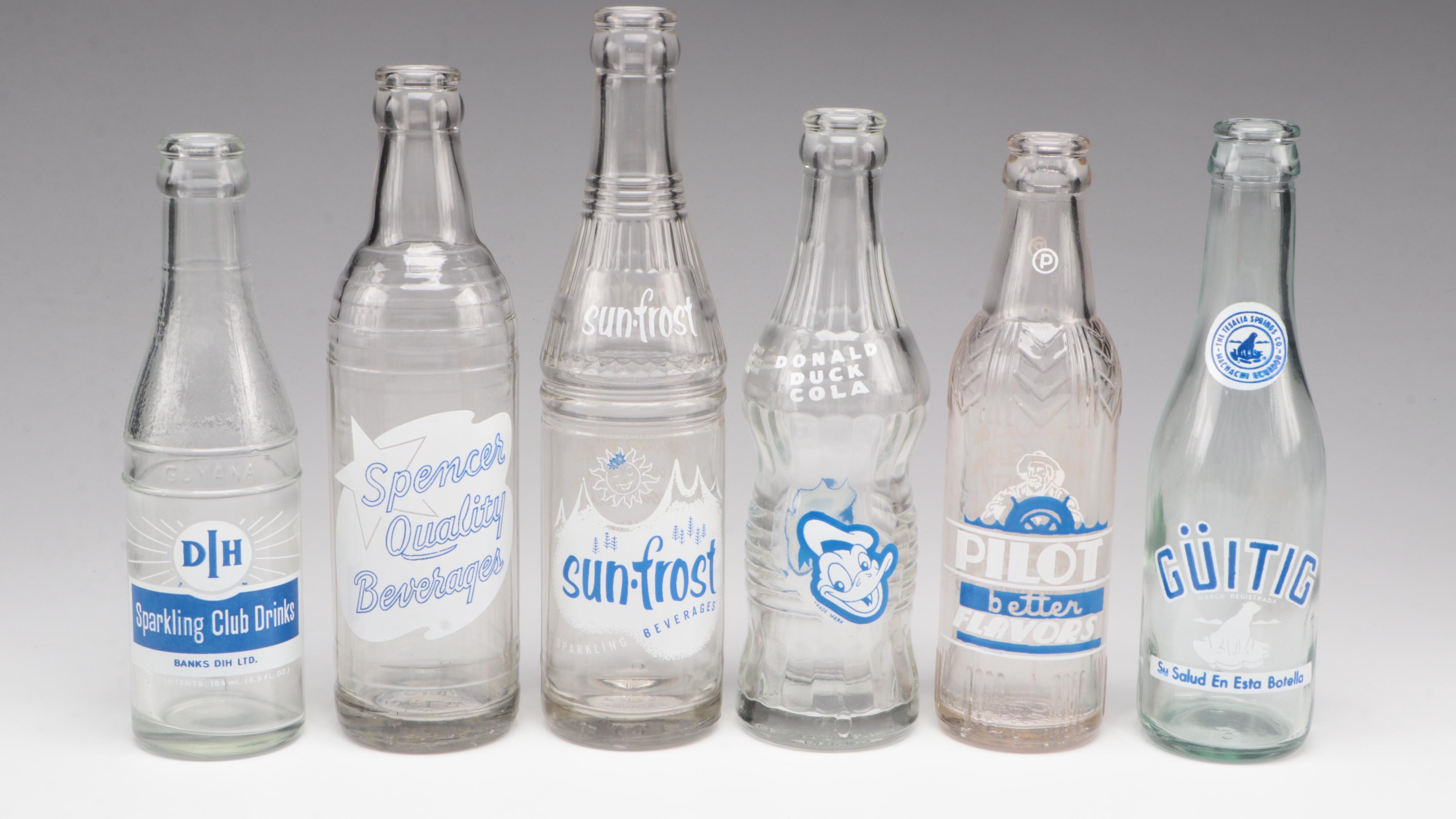 Grapette, Sun-Drop, Donald Duck Cola and More Labeled Glass Soda Bottles
