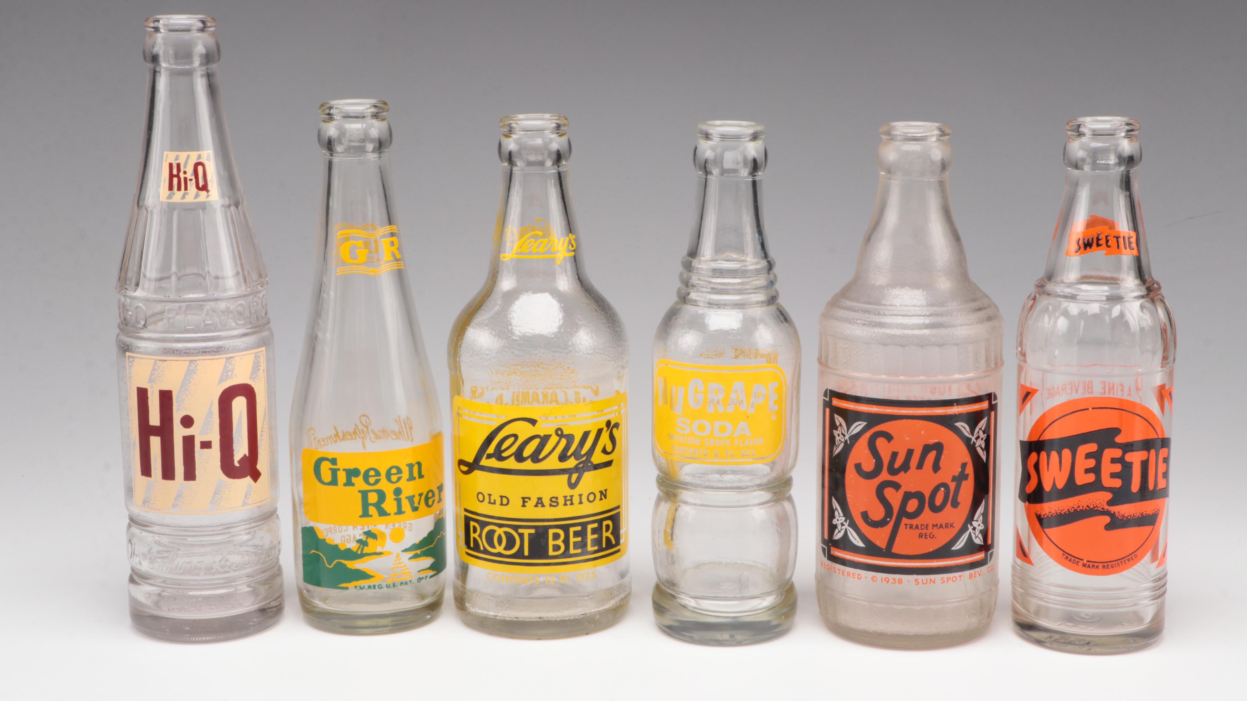 Grapette, Sun-Drop, Donald Duck Cola and More Labeled Glass Soda Bottles