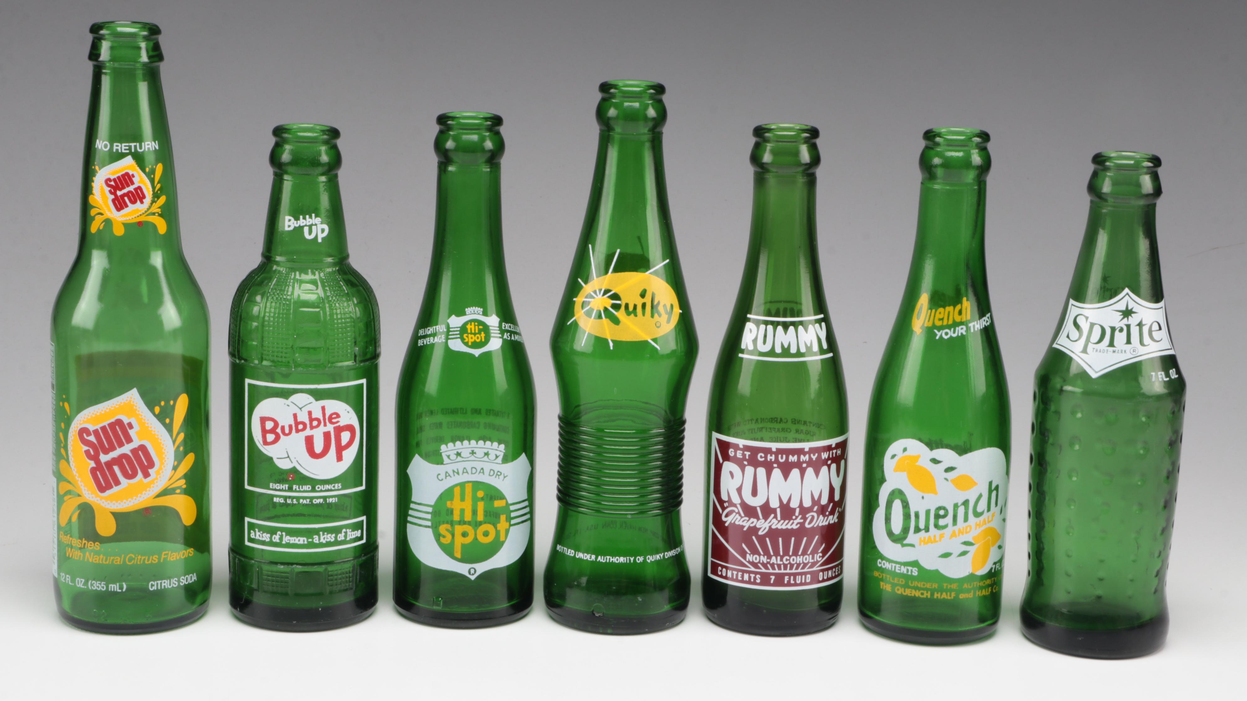 Grapette, Sun-Drop, Donald Duck Cola and More Labeled Glass Soda Bottles