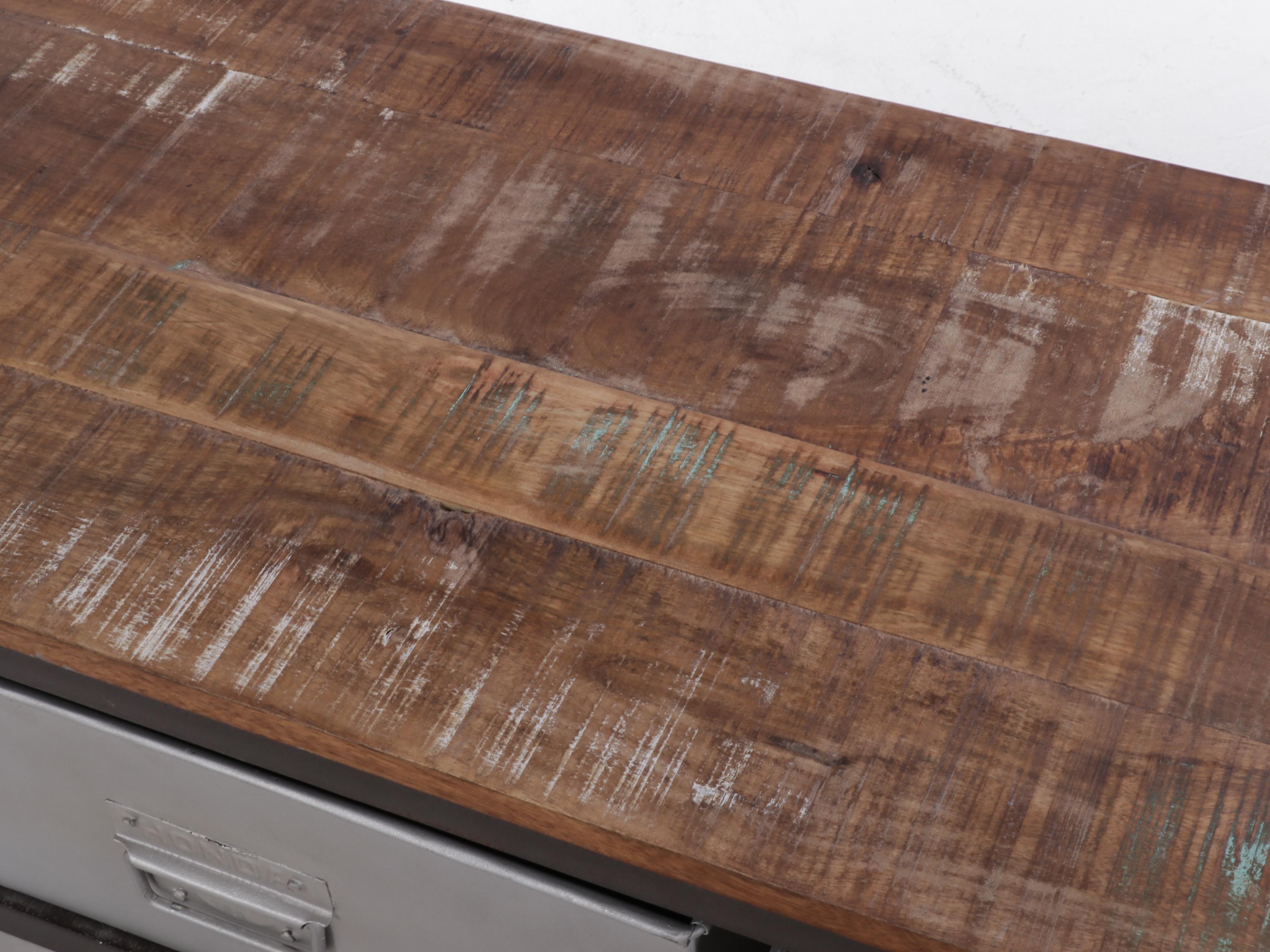 Outlook Intl. Industrial Style Patinated Metal and Hardwood Fifteen-Drawer Chest