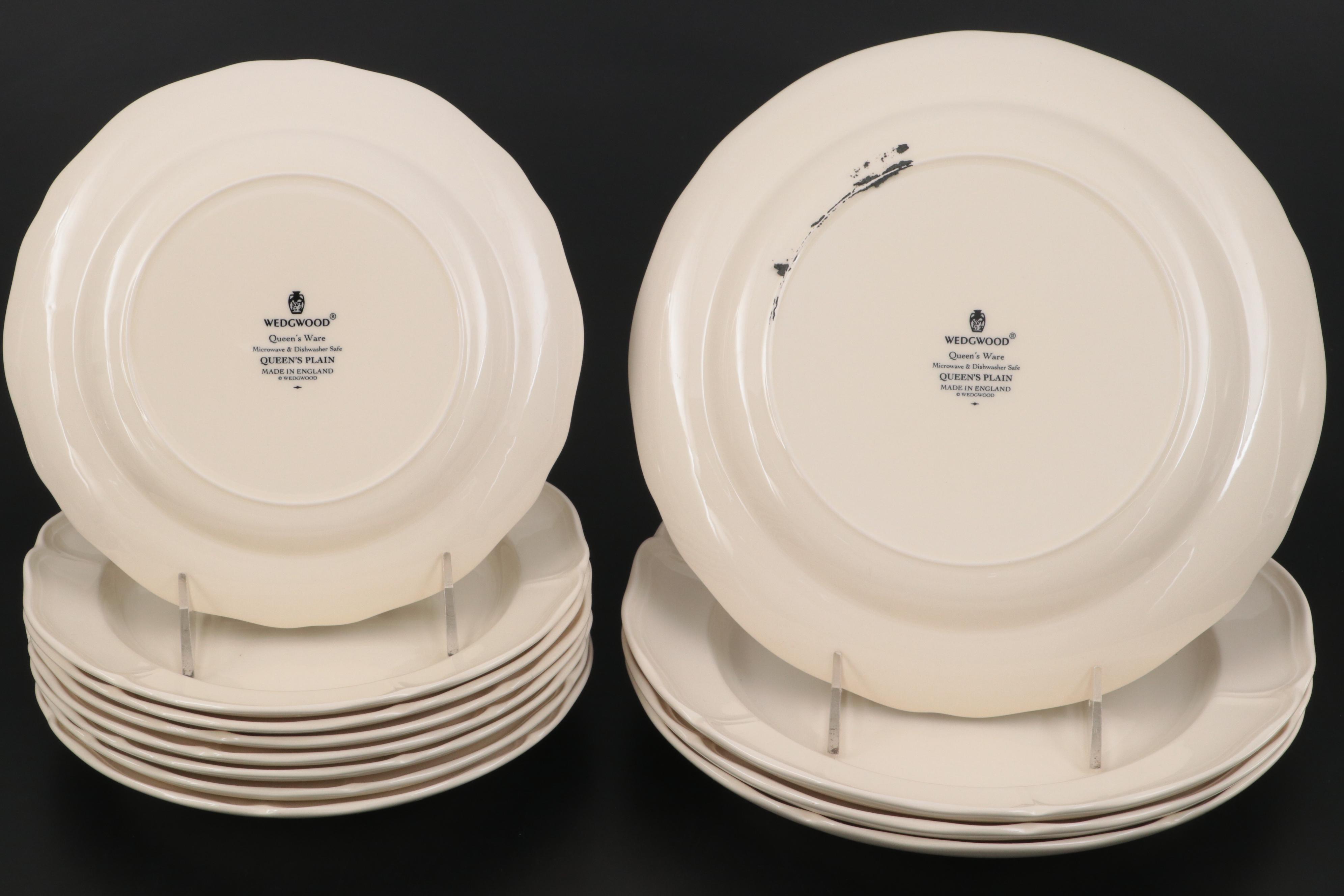 Wedgwood "Edme" Orange Bowl with "Queen's Plain" Plates and Other Tableware