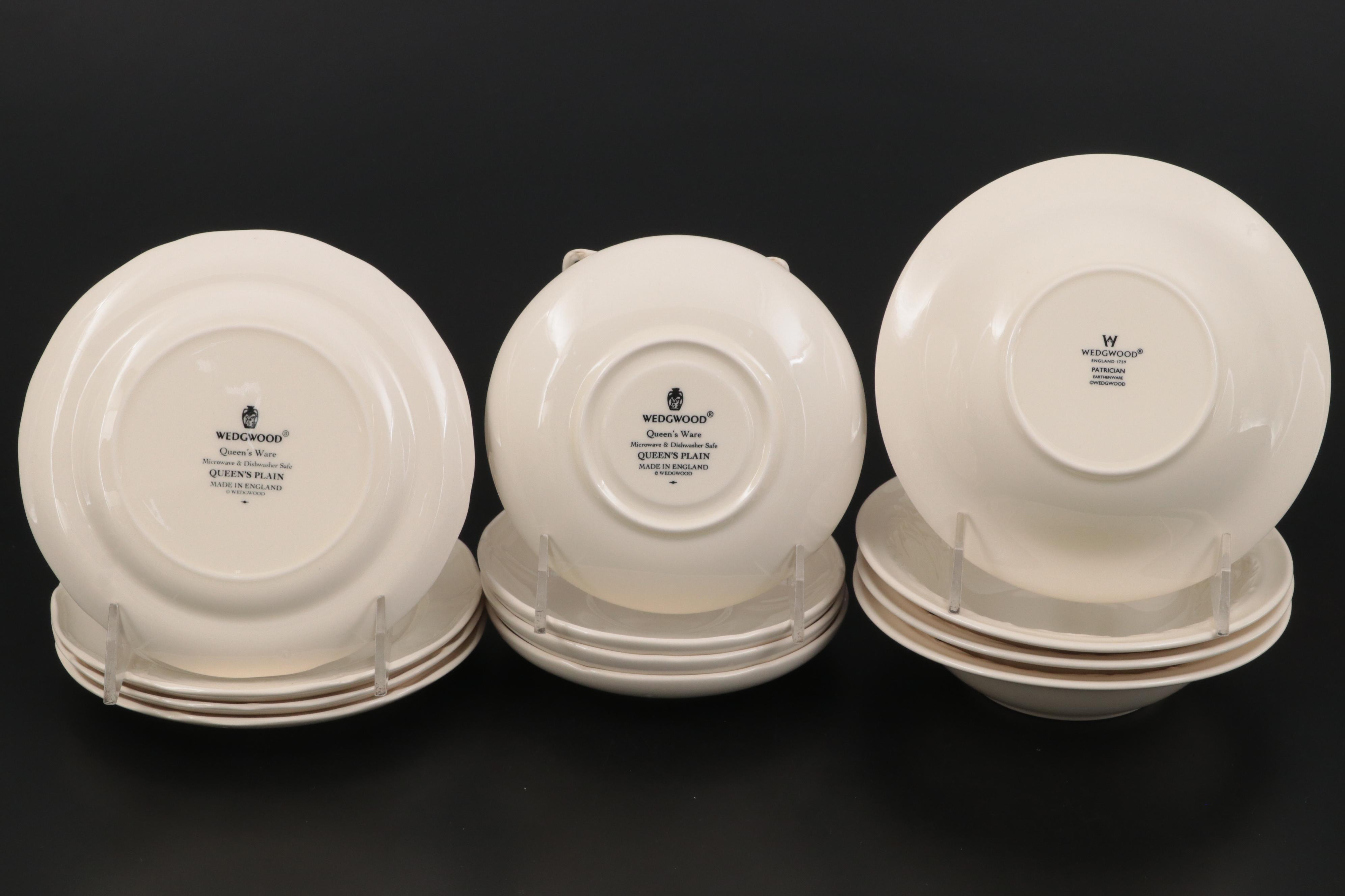 Wedgwood "Edme" Orange Bowl with "Queen's Plain" Plates and Other Tableware