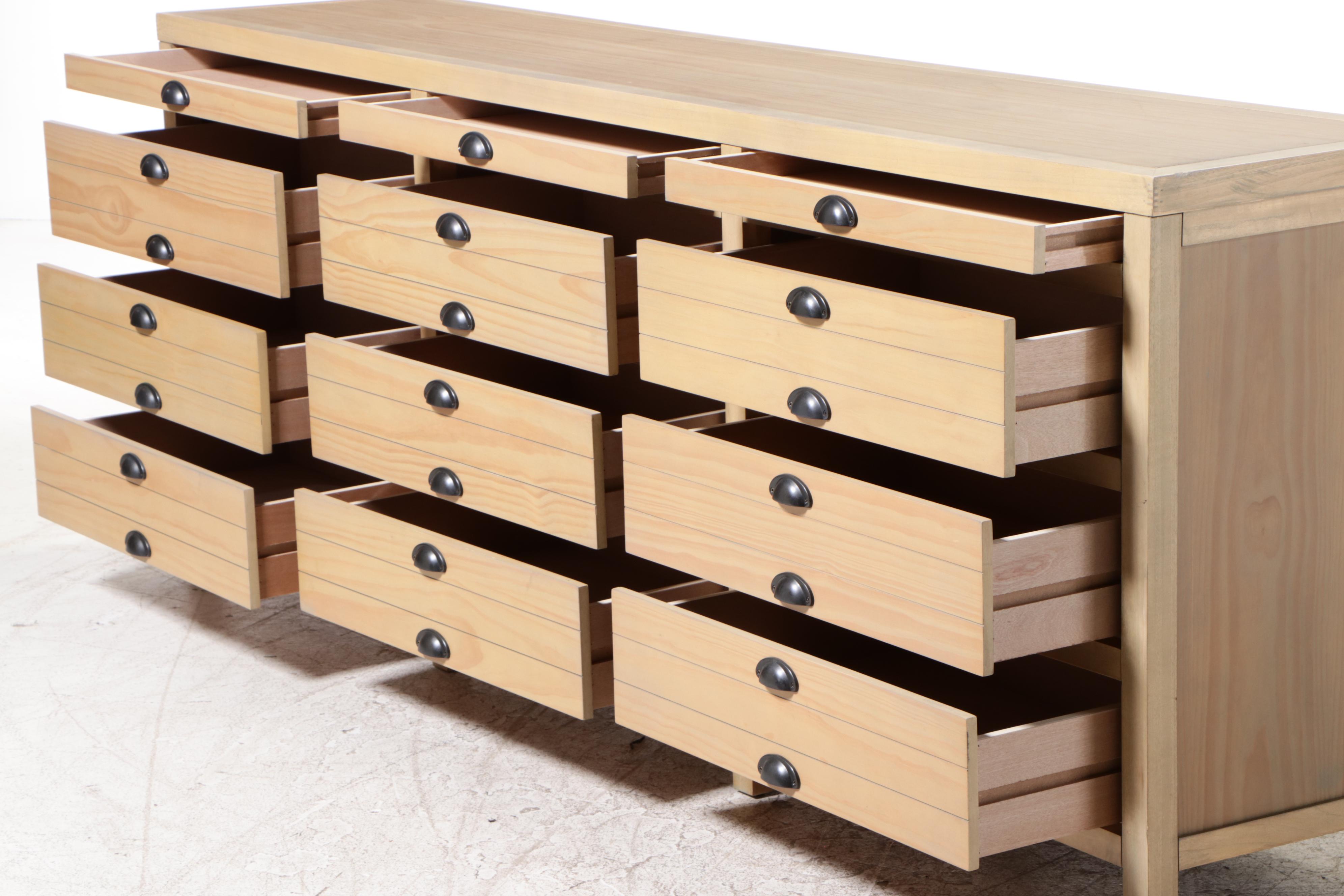 Contemporary Wooden Twelve Drawer Chest