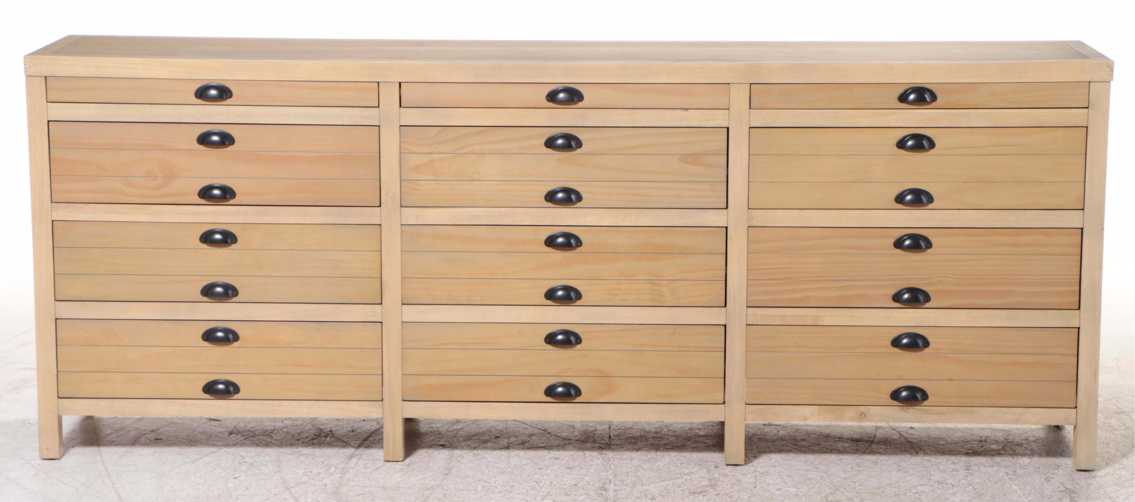 Contemporary Wooden Twelve Drawer Chest