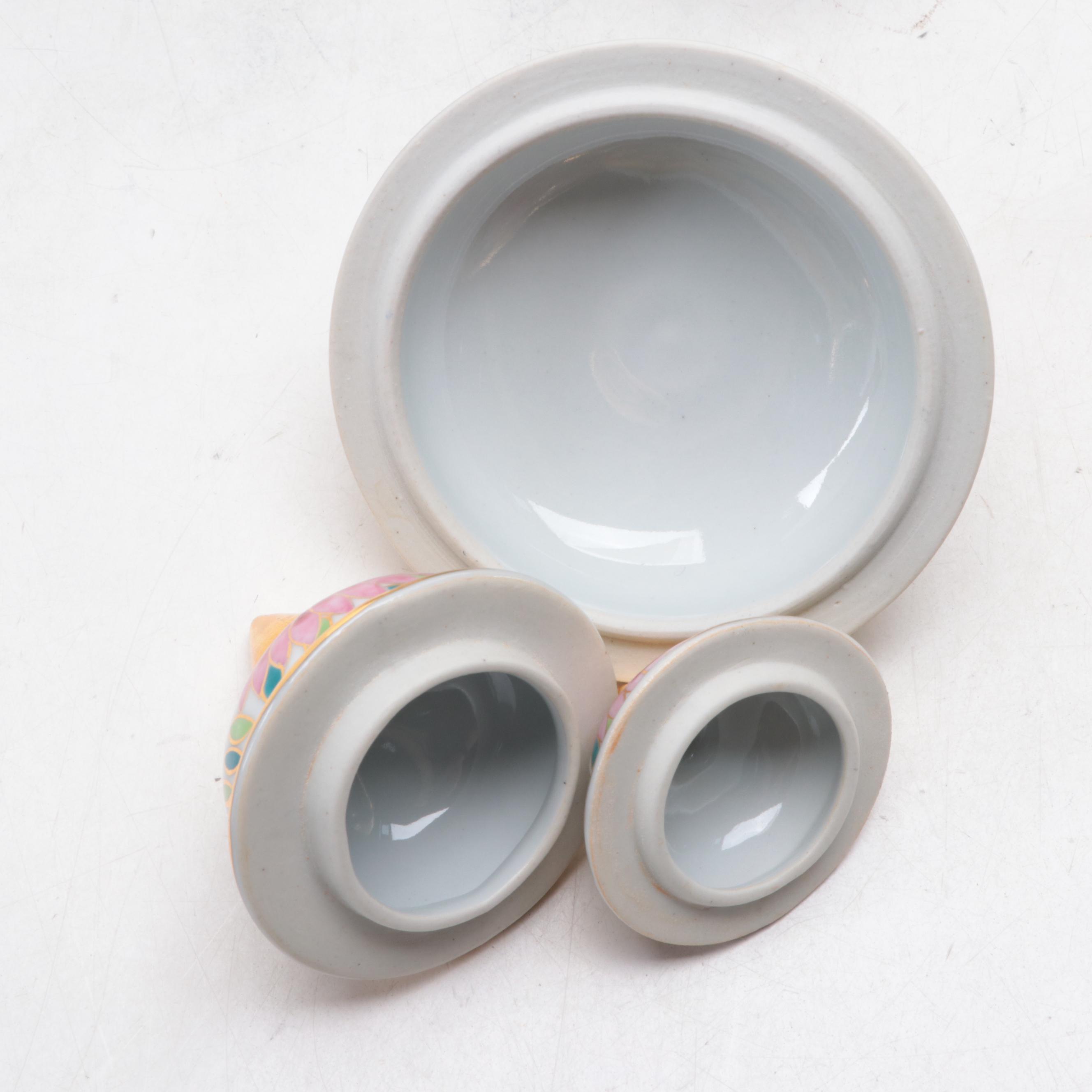 Gilt Accented Porcelain Ginger Jar Set