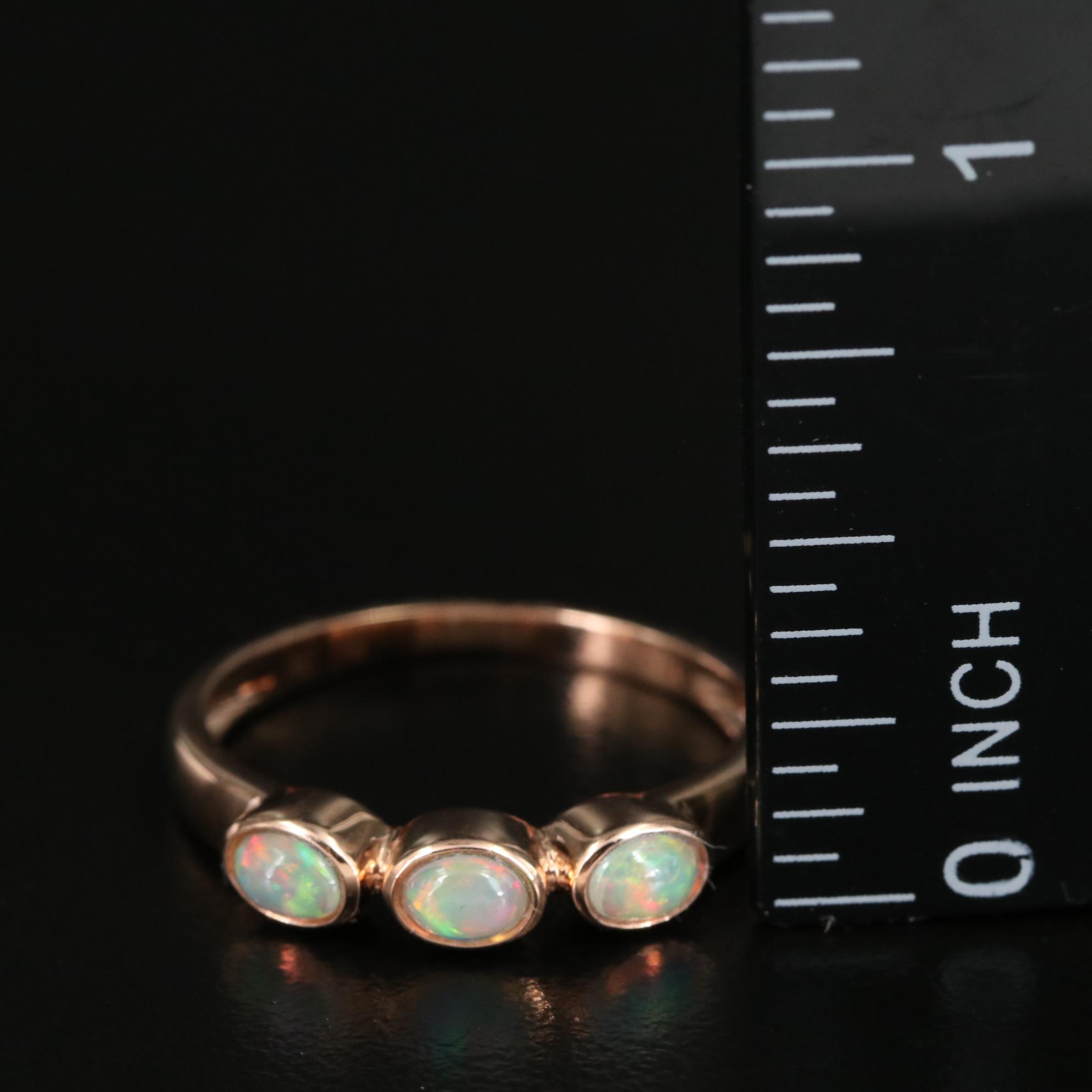 14K Rose Gold Three Stone Opal Ring