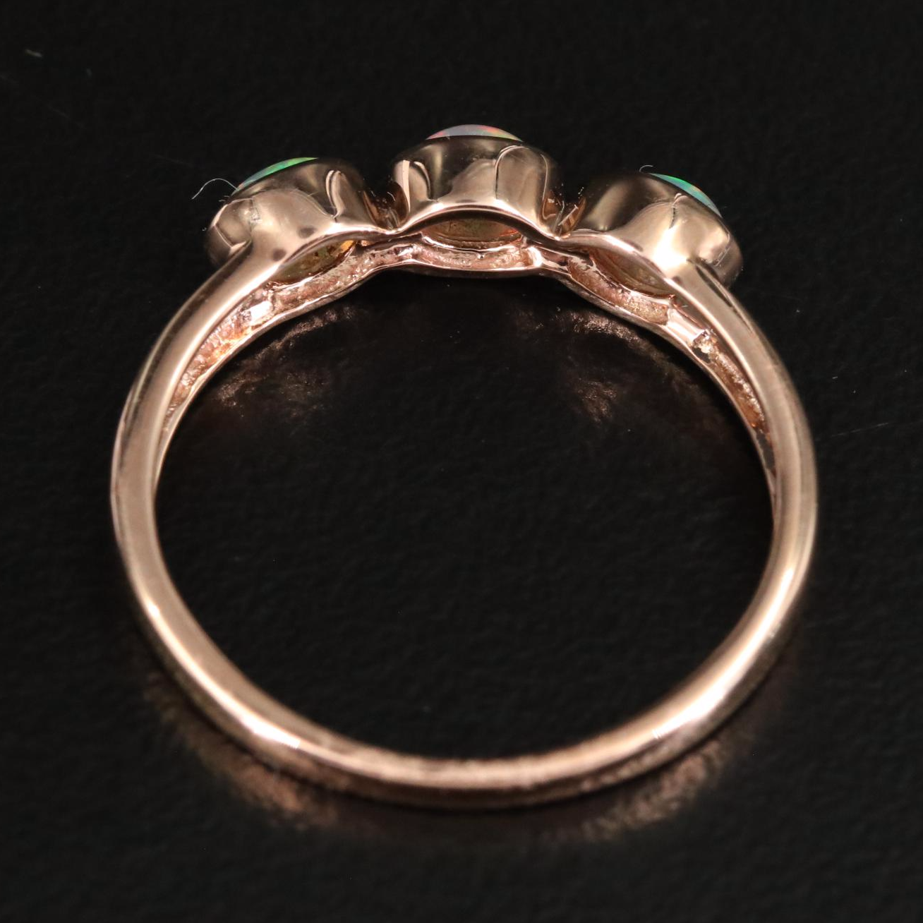 14K Rose Gold Three Stone Opal Ring