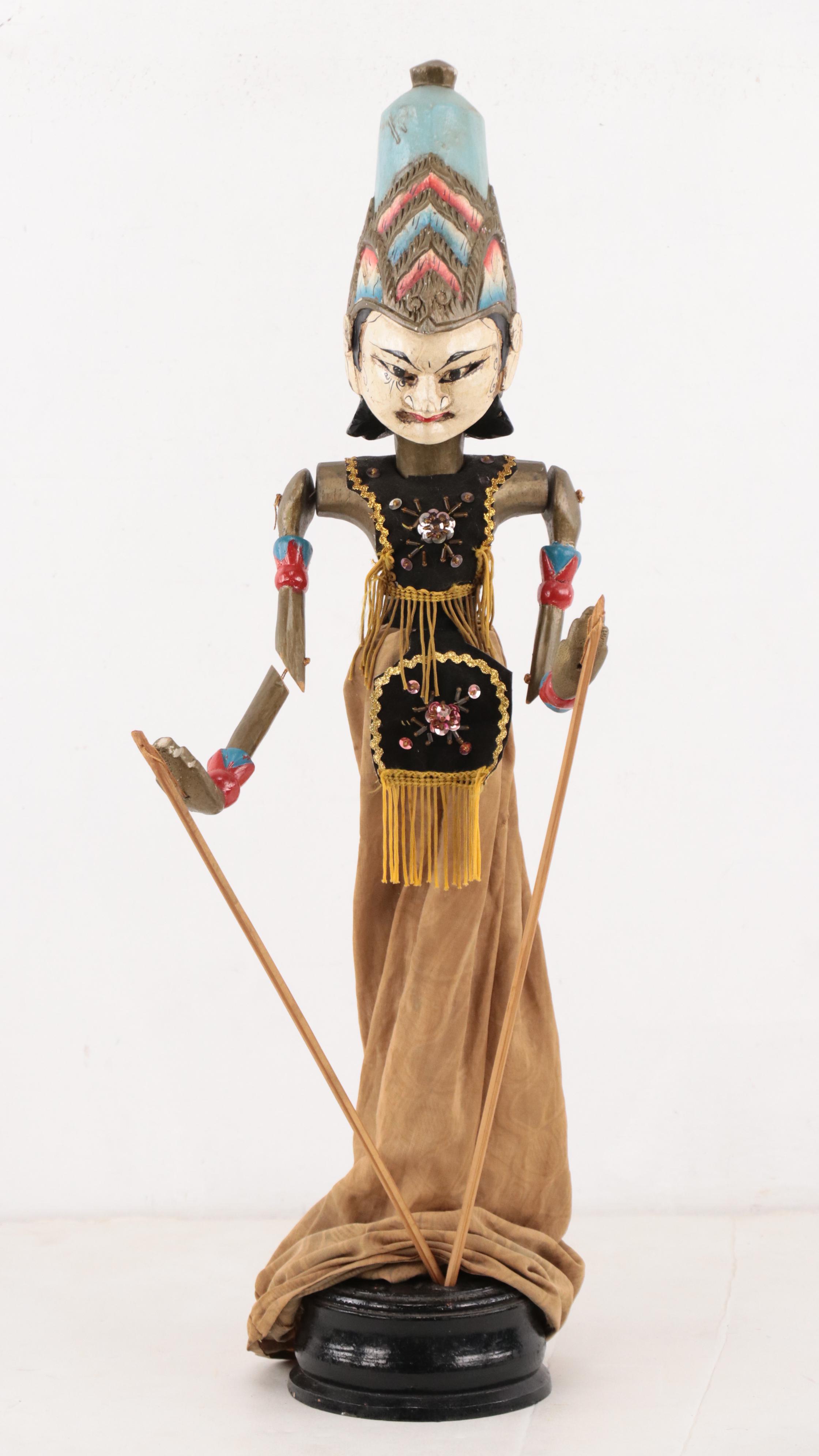 Indonesian Wayang Golek Hand-Carved Wood Rod Puppet