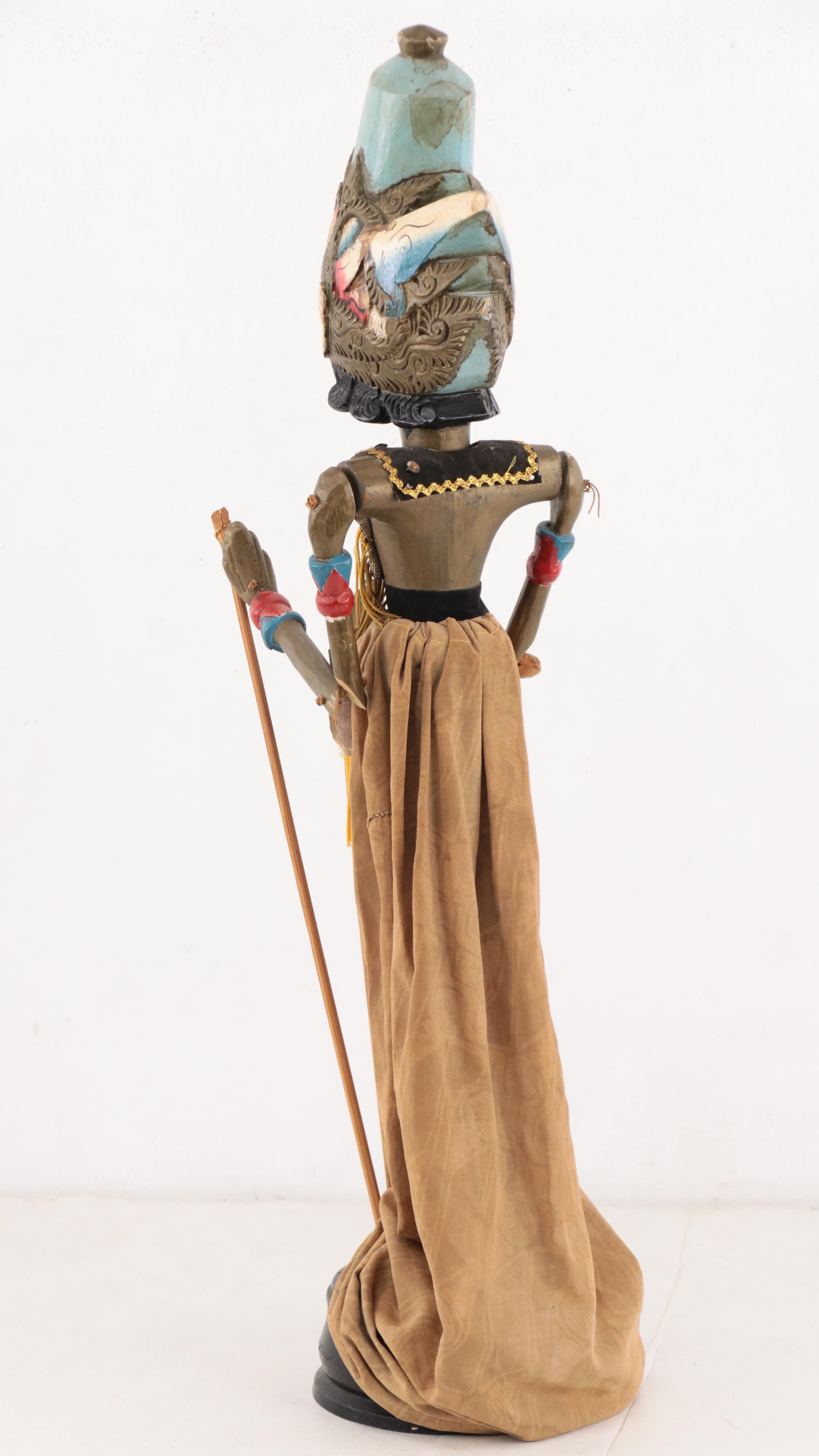 Indonesian Wayang Golek Hand-Carved Wood Rod Puppet