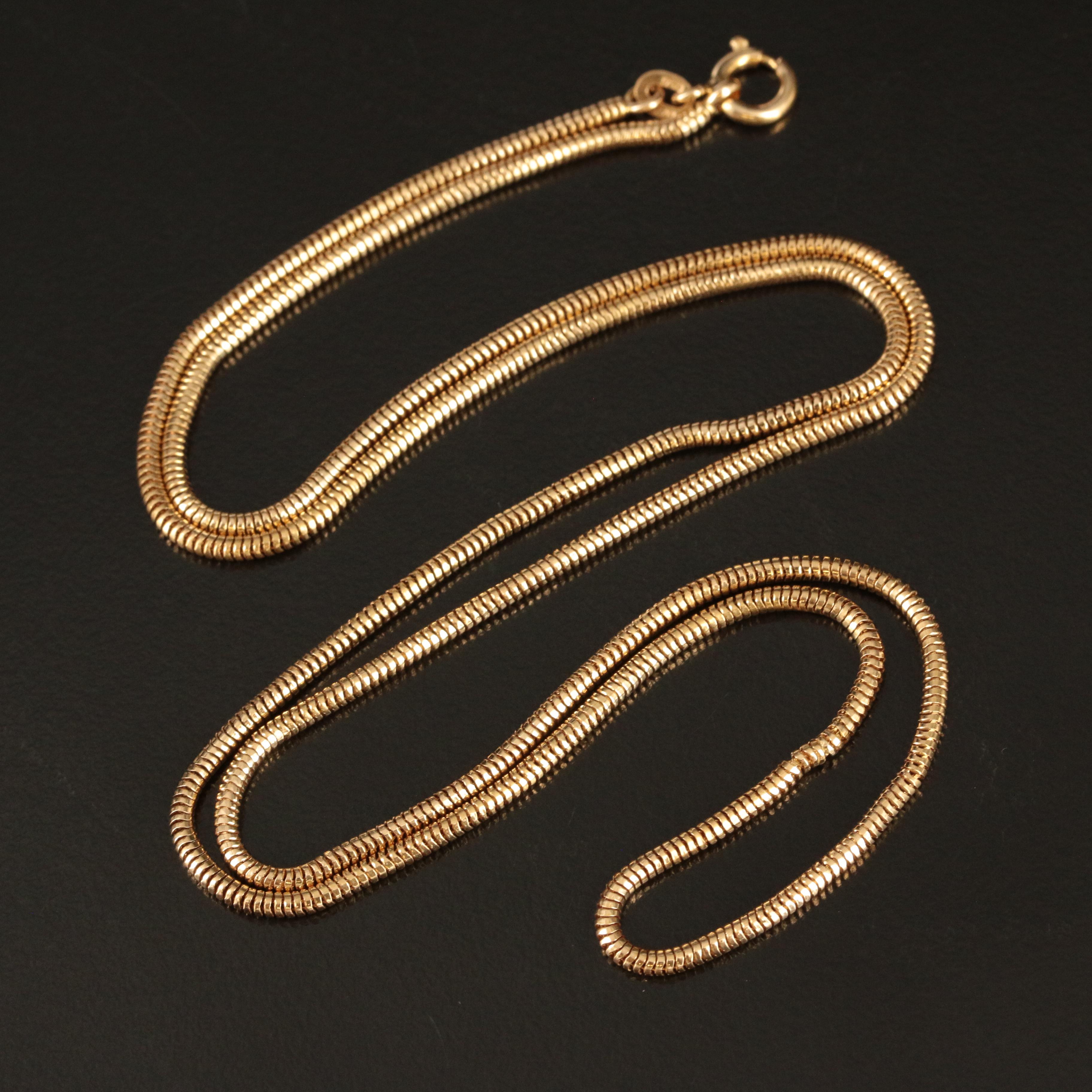Italian 18K Round Snake Chain Necklace