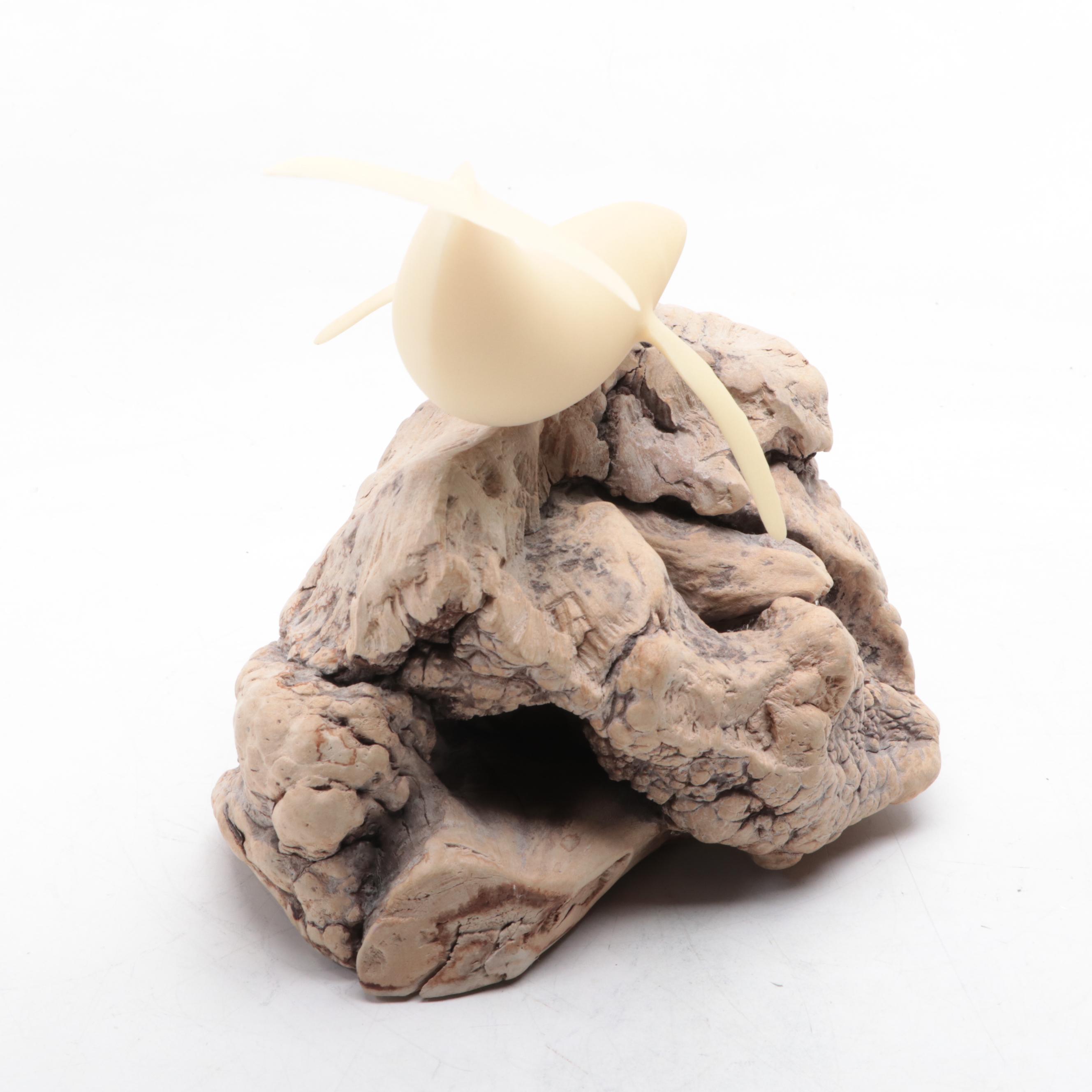 John Perry Resin Sculpture of a Whale with Fossil Coral and Starfish Specimen