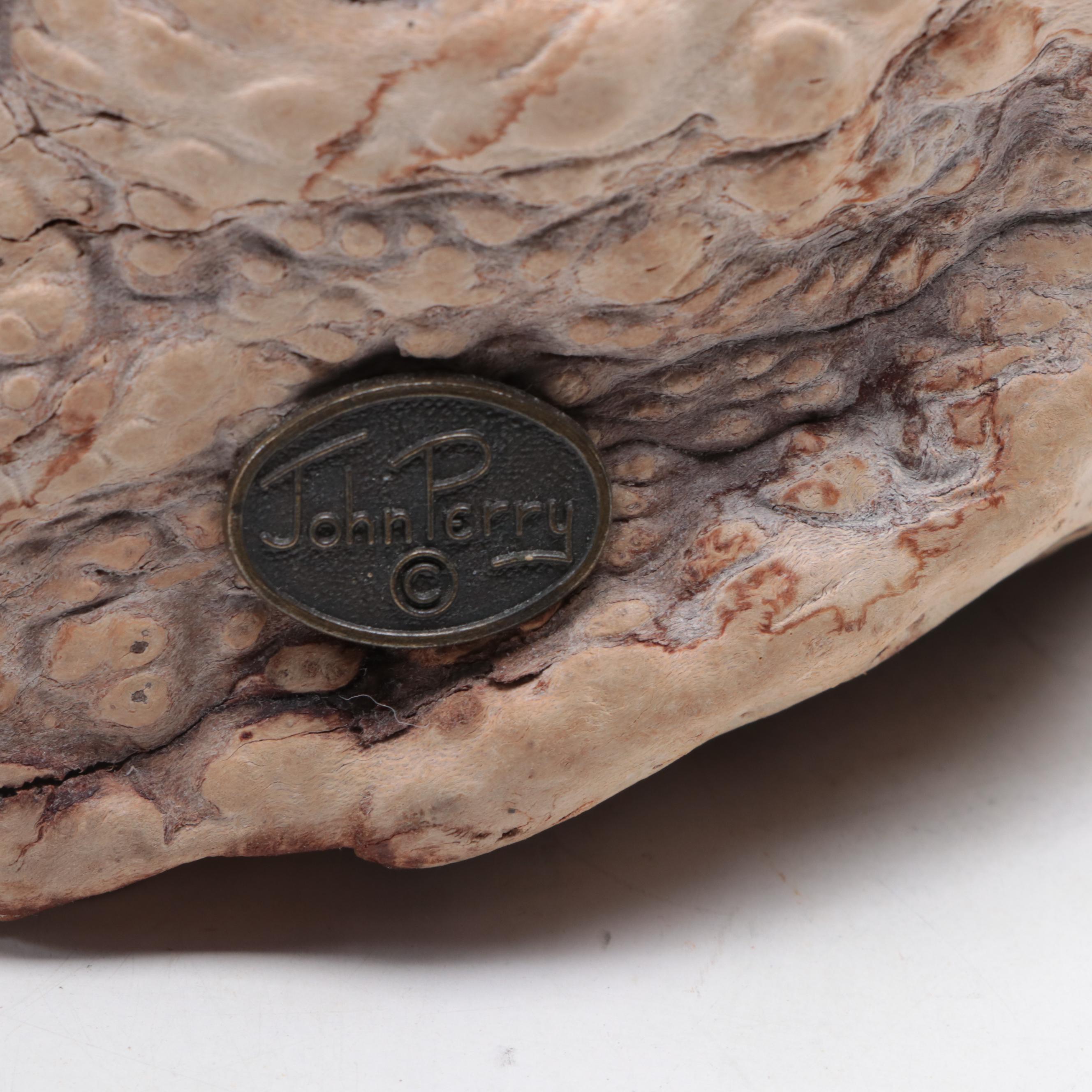 John Perry Resin Sculpture of a Whale with Fossil Coral and Starfish Specimen