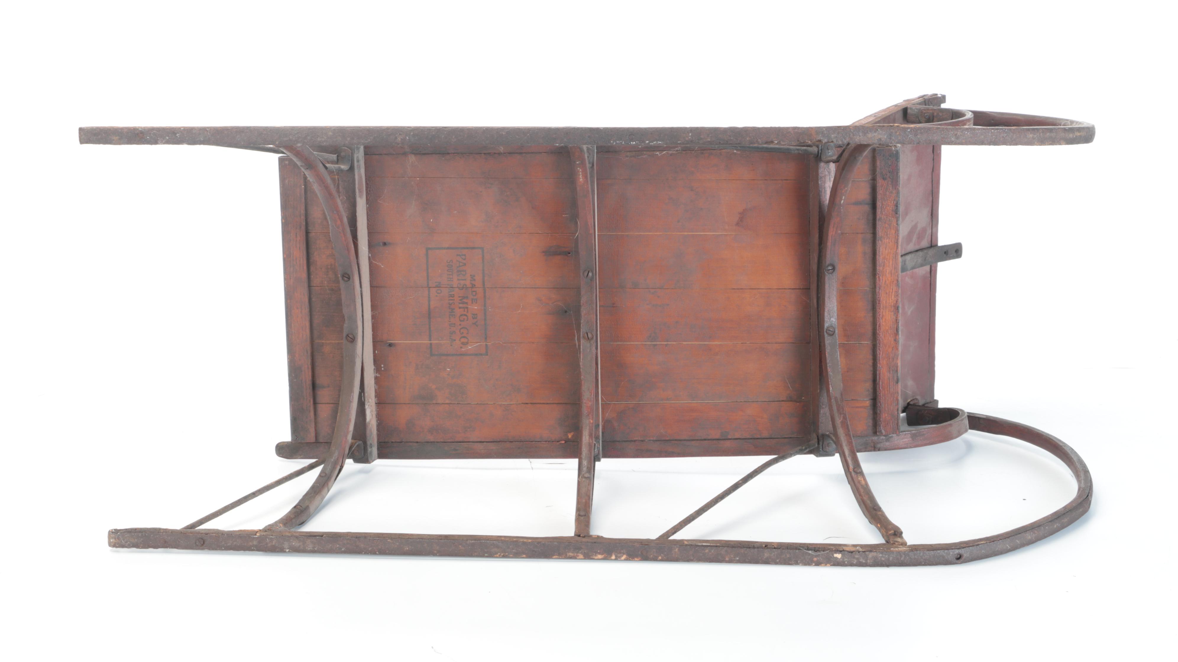 Paris Mfg. Co. and Other Wooden and Metal Children's Sleds, Early 20th Century