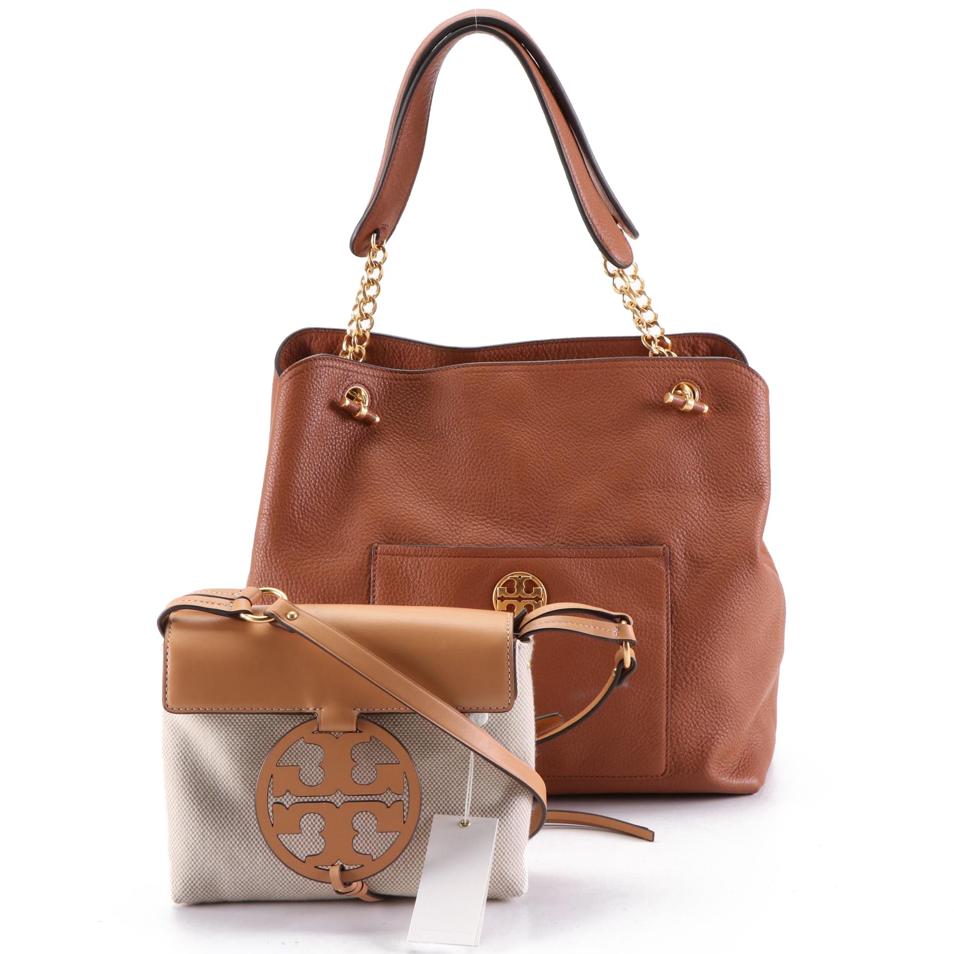 Tory Burch Miller Canvas Crossbody and Chelsea Slouchy Leather Tote