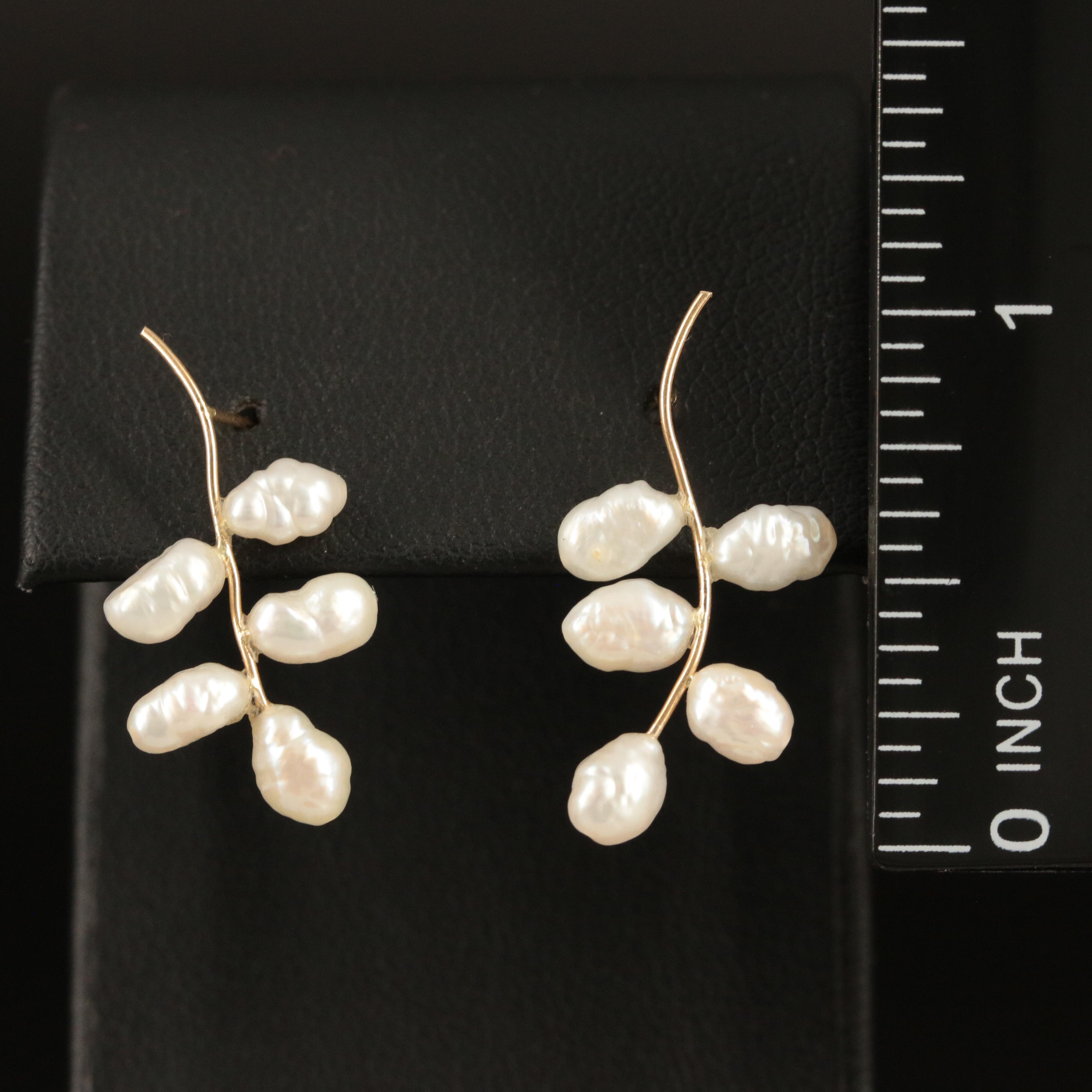 14K Cultured Pearl Folate Earrings