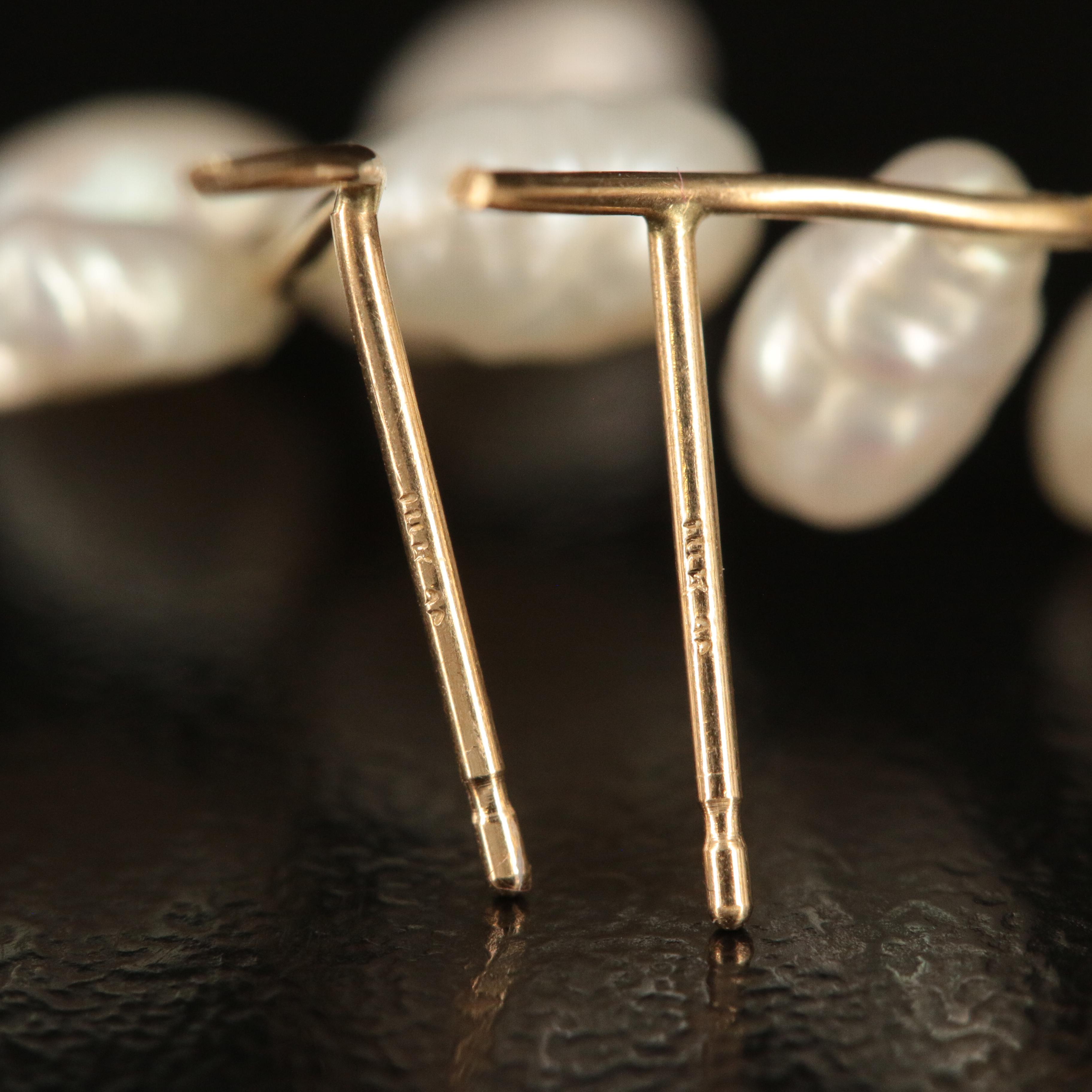 14K Cultured Pearl Folate Earrings