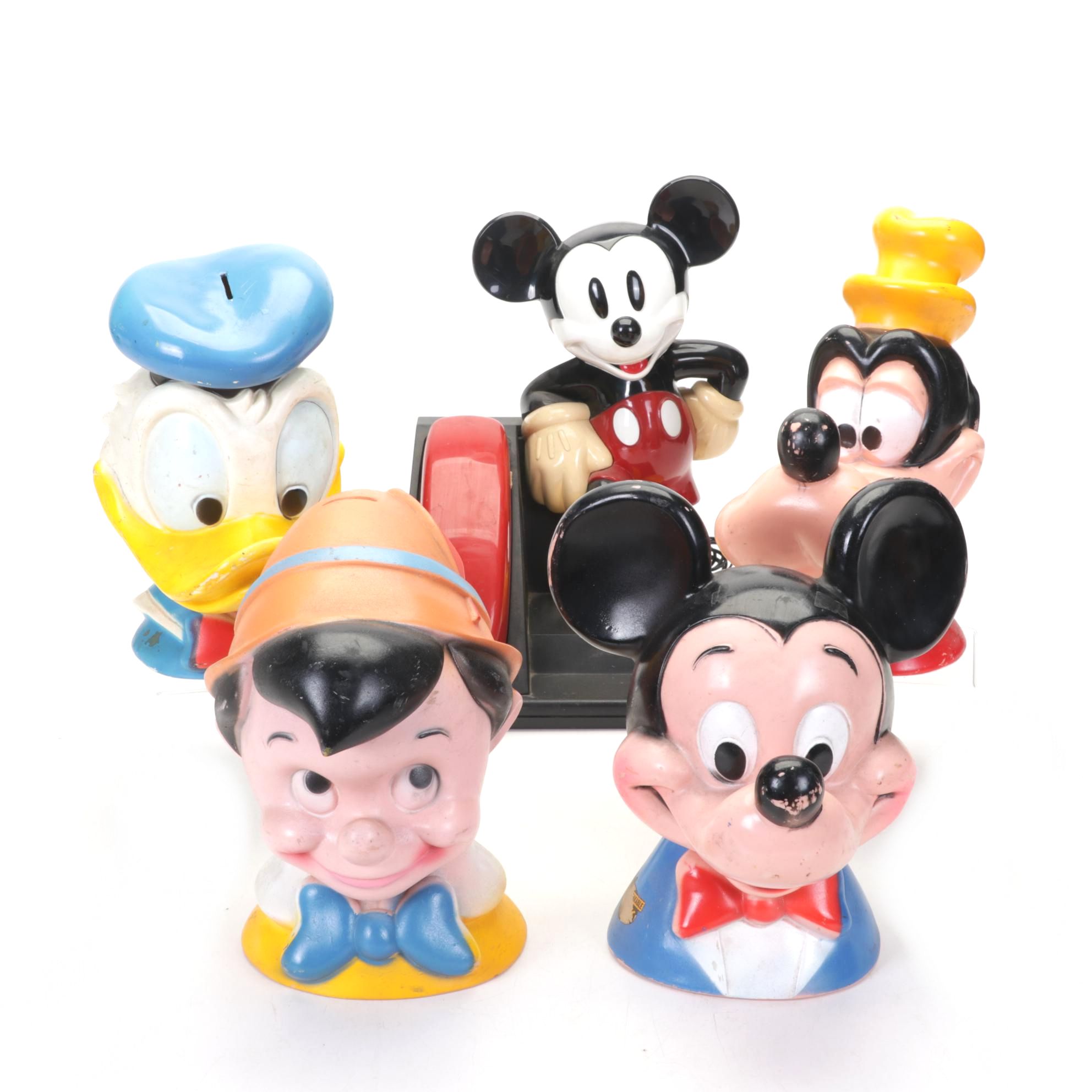 Mickey Mouse Telephone, Donald Duck, Pluto, Pinocchio and Other Coin Banks