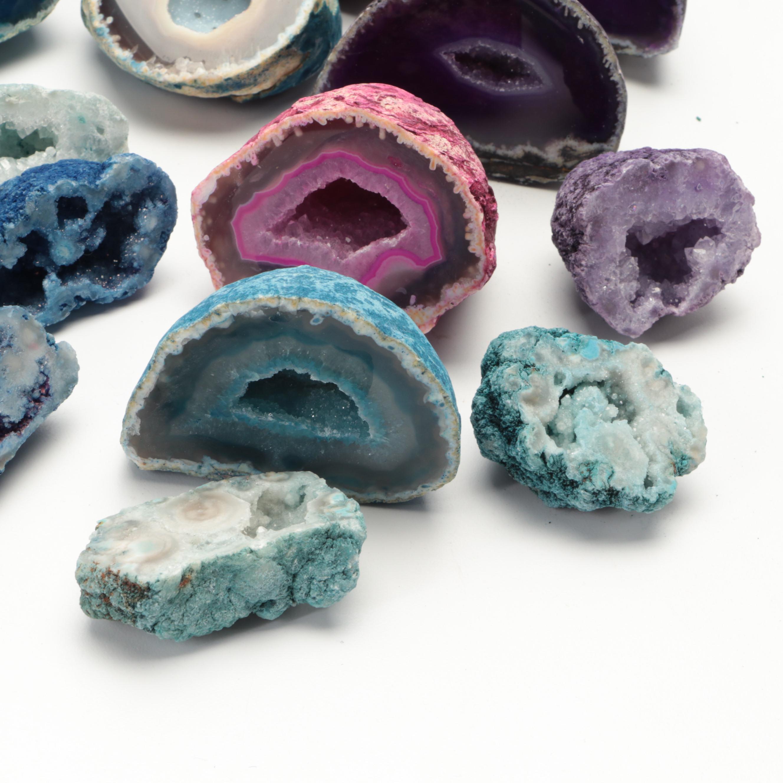 Dyed Agate Slabs and Geode Halves