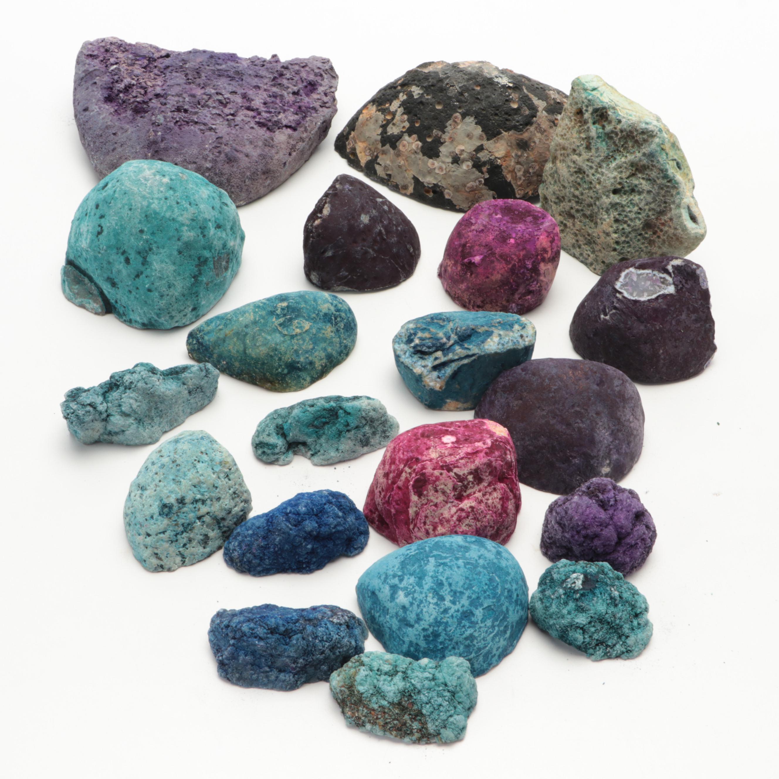 Dyed Agate Slabs and Geode Halves