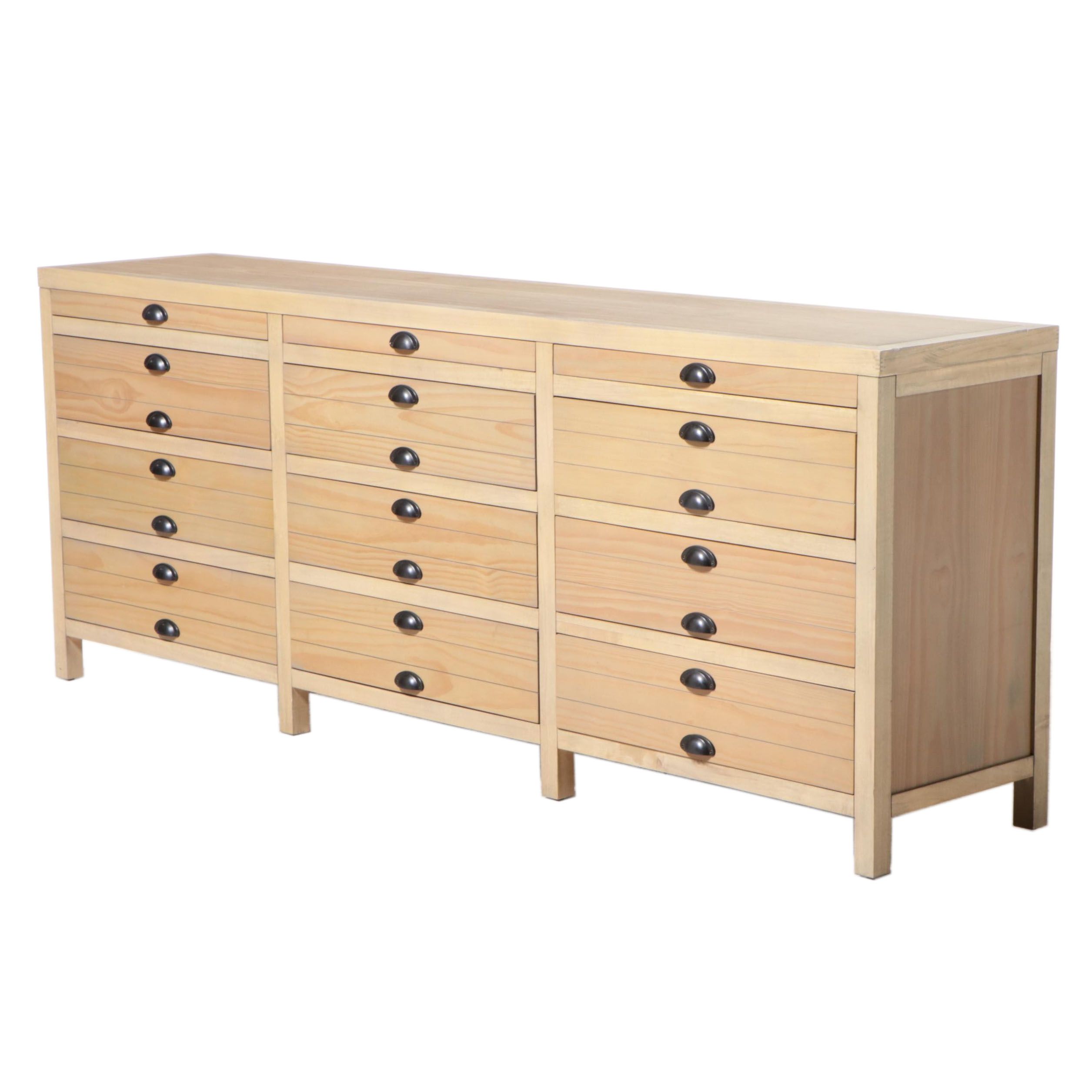 Contemporary Wooden Twelve Drawer Chest