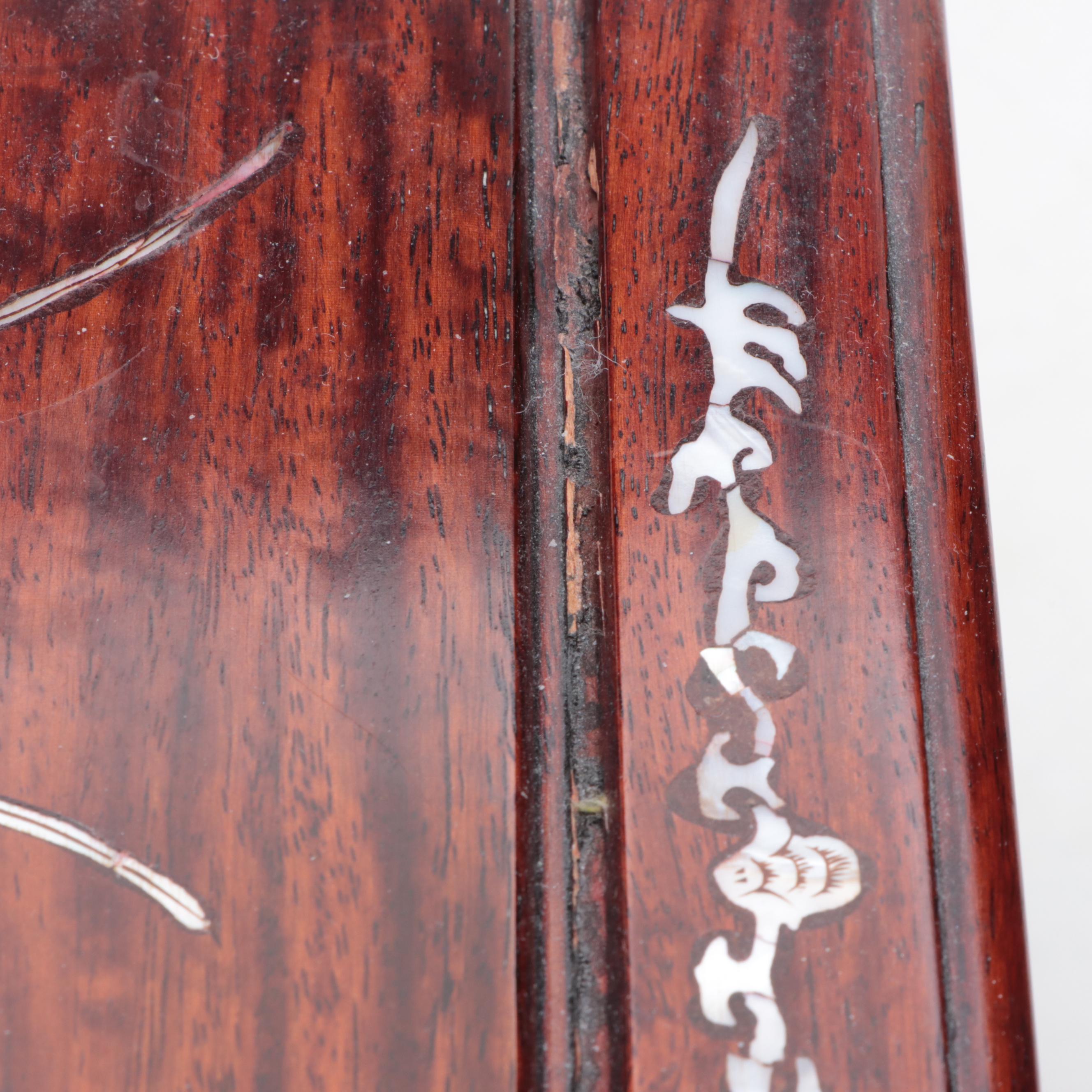 Chinese Brass-Mounted and Shell-Inlaid Rosewood Jewelry Box