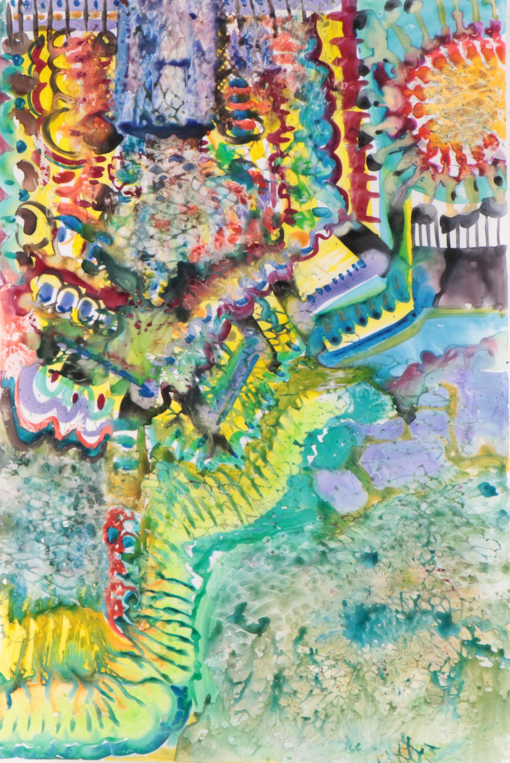 Phiris Sickels Collaborative Non-Objective Abstract Watercolor Painting