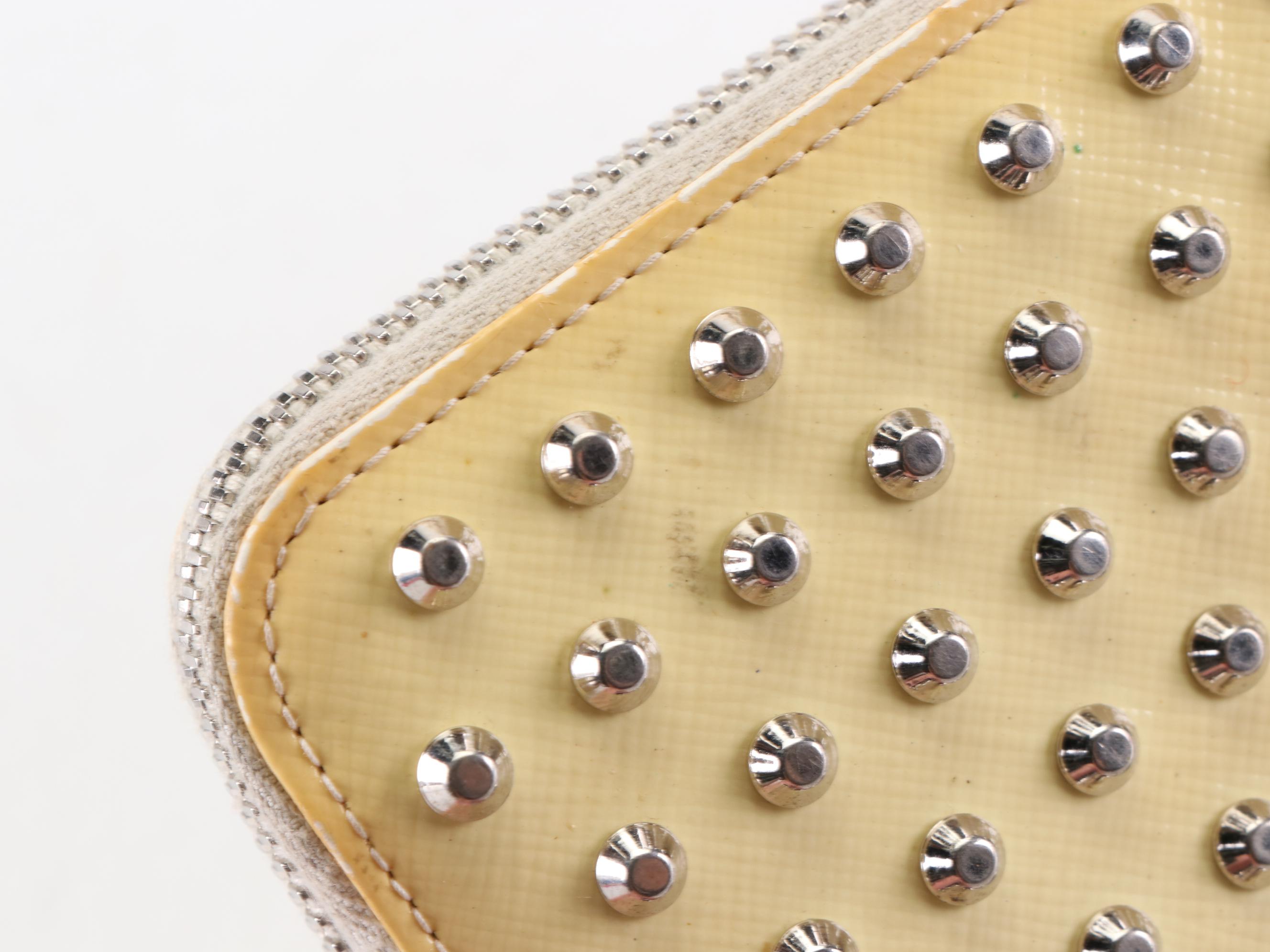 Prada Studded Zippy Wallet 1M0506 in Patent Leather with Box