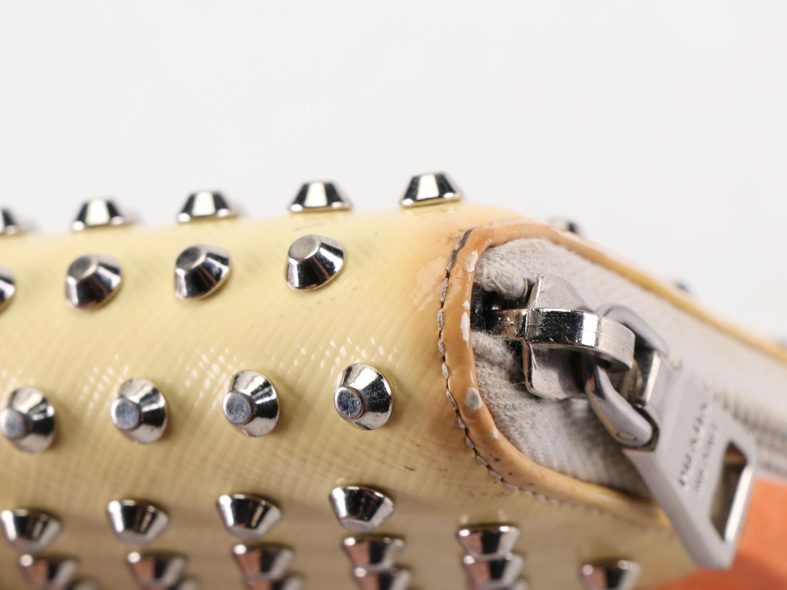 Prada Studded Zippy Wallet 1M0506 in Patent Leather with Box